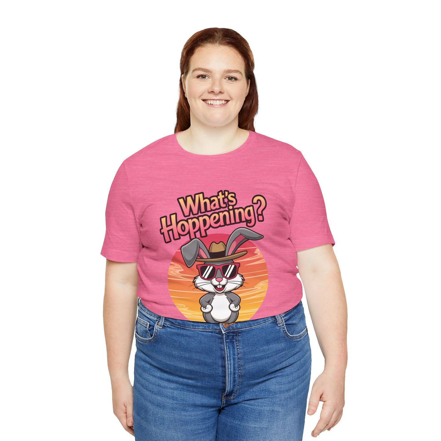 What’s Hoppening Funny Bunny Shirt – Cute Rabbit Pun T-Shirt – Sunset Graphic Tee for Animal Lovers, Easter, and Pun Enthusiasts