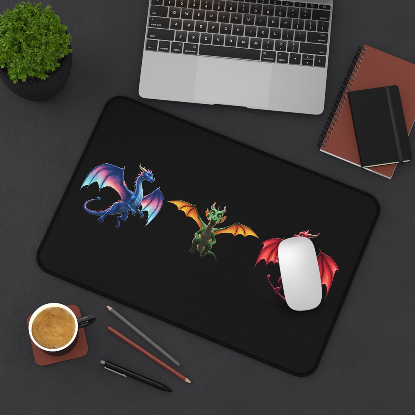Fantasy Dragon Desk Mat - XL Gaming Mouse Pad with Cute Colorful Dragons - Gamer Gift, Office Decor, Anime Desk Mat