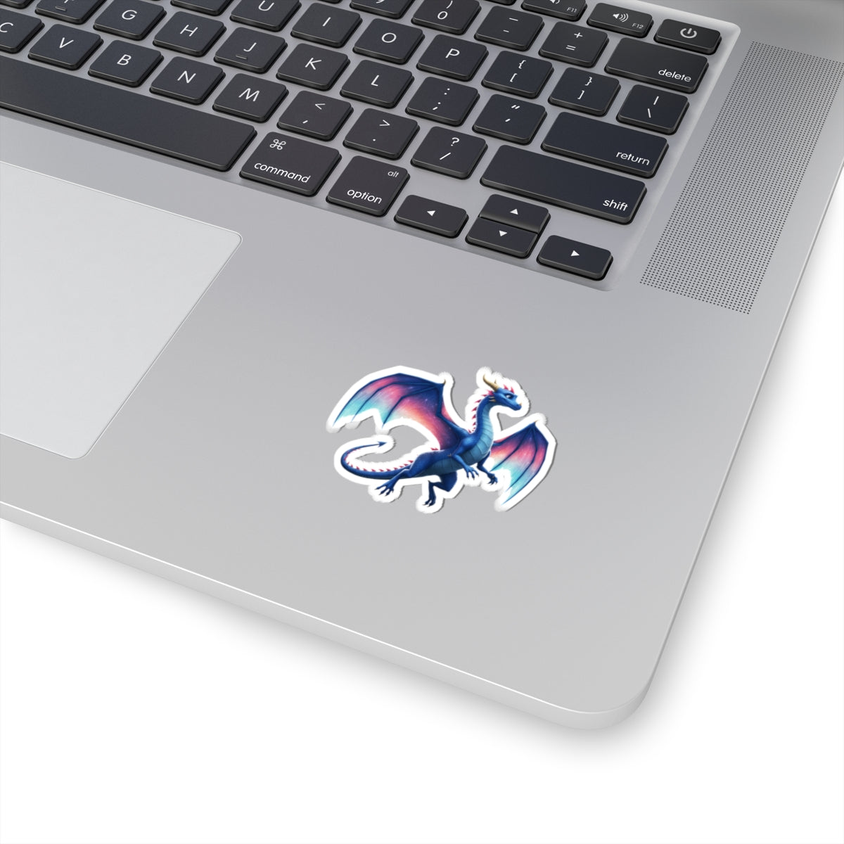 Elegant Blue and Pink Fantasy Dragon Vinyl Sticker - Waterproof Laptop Kiss-Cut Decal for Dragon Lovers, DnD Gifts & Planner Decor