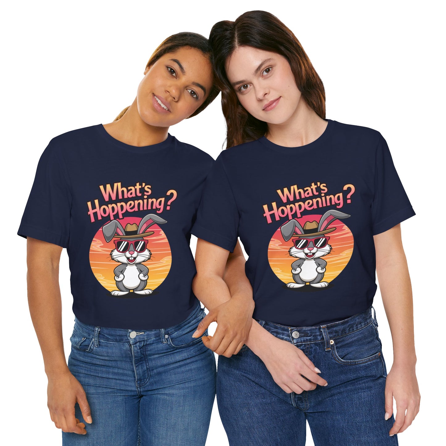 What’s Hoppening Funny Bunny Shirt – Cute Rabbit Pun T-Shirt – Sunset Graphic Tee for Animal Lovers, Easter, and Pun Enthusiasts