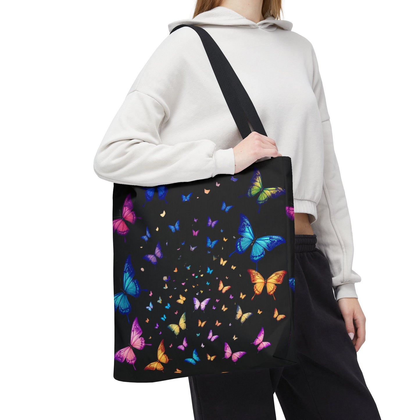 Butterfly Swarm Tote Bag – Colorful Rainbow Butterfly Tote, Aesthetic Canvas Bag, Nature-Inspired Gift, Magical Reusable Eco Purse