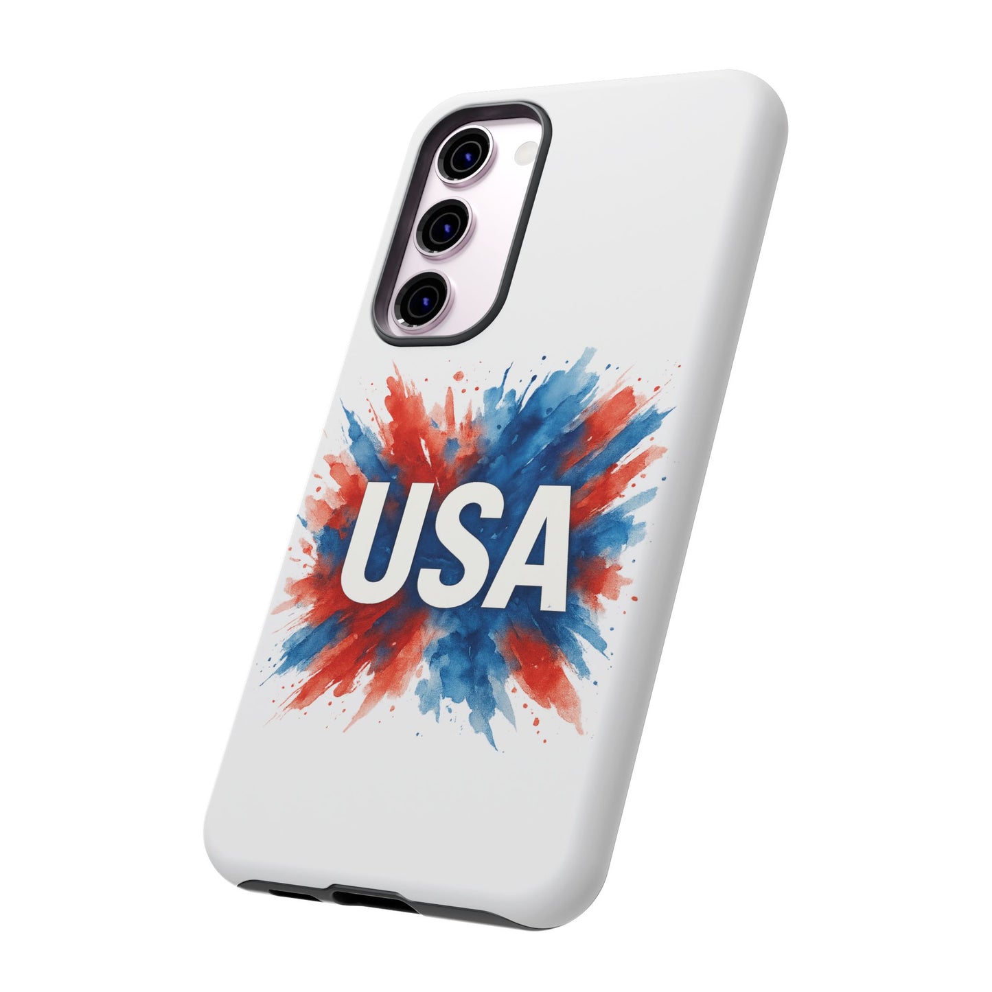 USA Splash Samsung Case - Patriotic Red White Blue Tough Cover, Dual-Layer Protection, 4th of July amd Veteran Gift for Galaxy