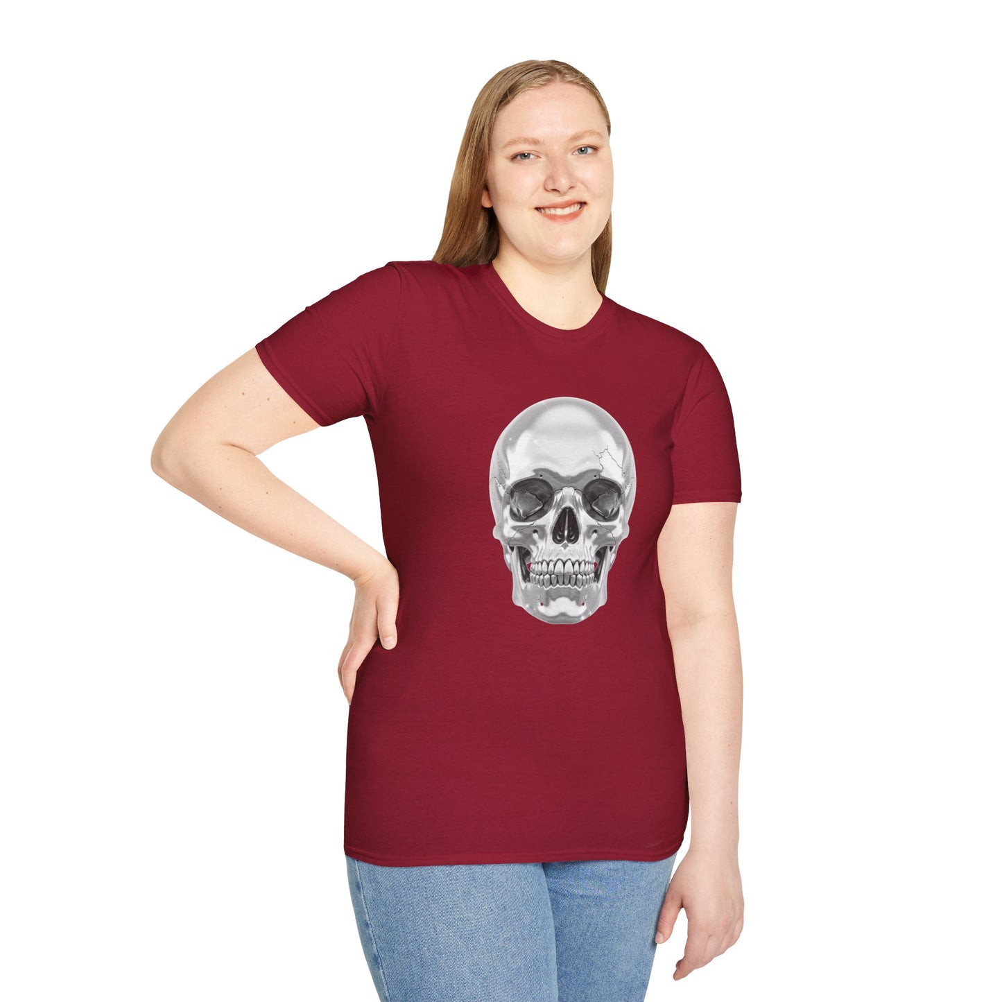 Chrome Skull Graphic Tee - Edgy Metallic Skull Shirt - Retro Rock Vibe, Dark Aesthetic, Unisex Cool Gift - Trendy Fashion Statement Top