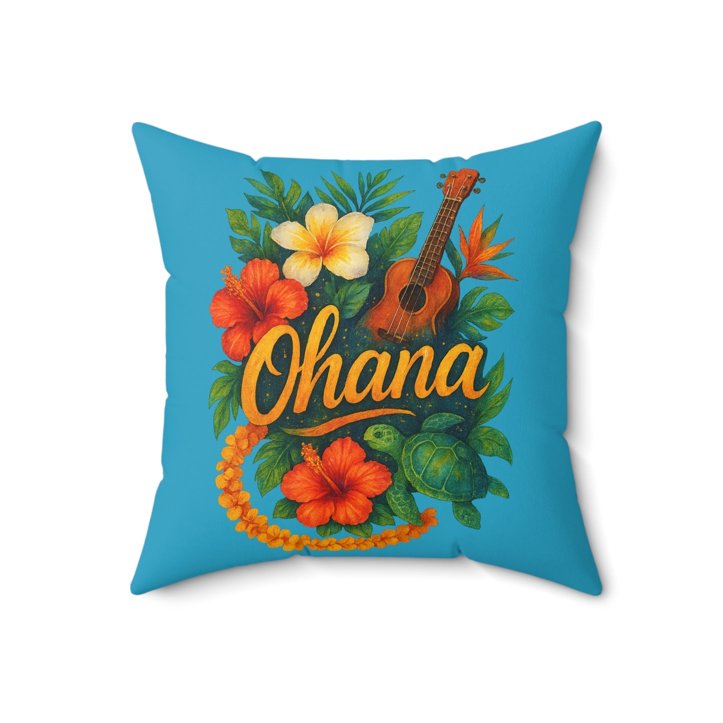 Hawaiian Ohana Throw Pillow | Tropical Decorative Cushion | Beach House Decor | Aloha Gift | Luau Party Pillow | Island Vibes Home Decor
