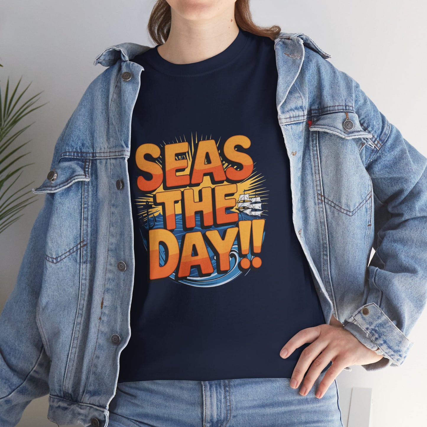 Seas The Day!! Tee • Ocean Pun Graphic Shirt • Comfort Colors Unisex Beachy Vibes • Nautical Aesthetic • Gift for Sea Lovers & Summer Vacays