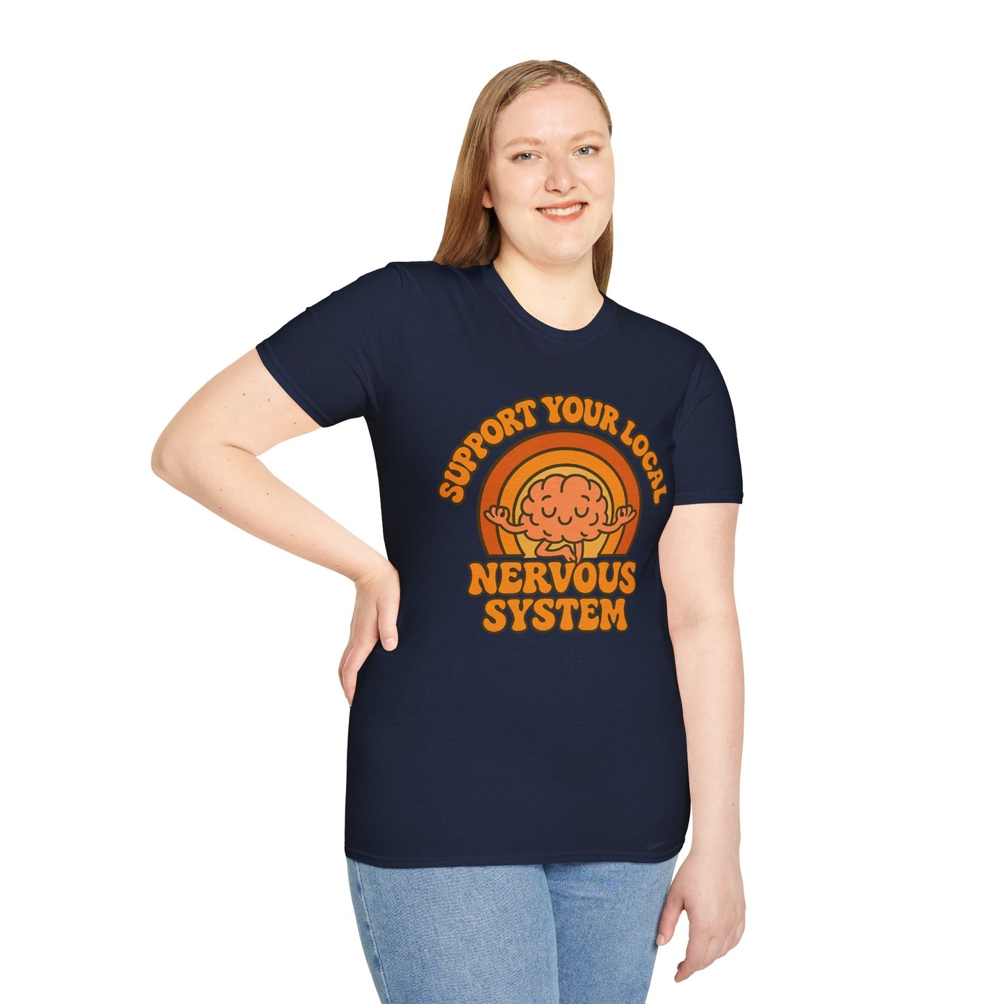 Support Your Local Nervous System T-Shirt | Funny Brain Tee, Neurodiversity Gift, Mental Health Humor Shirt, Science Geek Retro Tee