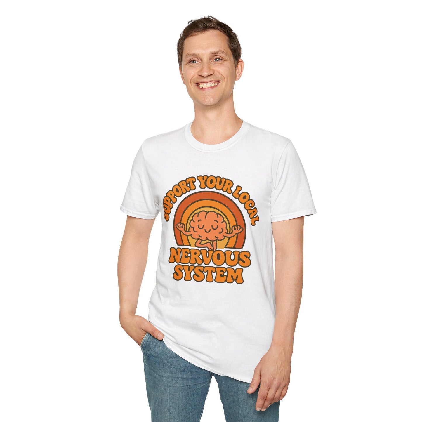 Support Your Local Nervous System T-Shirt | Funny Brain Tee, Neurodiversity Gift, Mental Health Humor Shirt, Science Geek Retro Tee