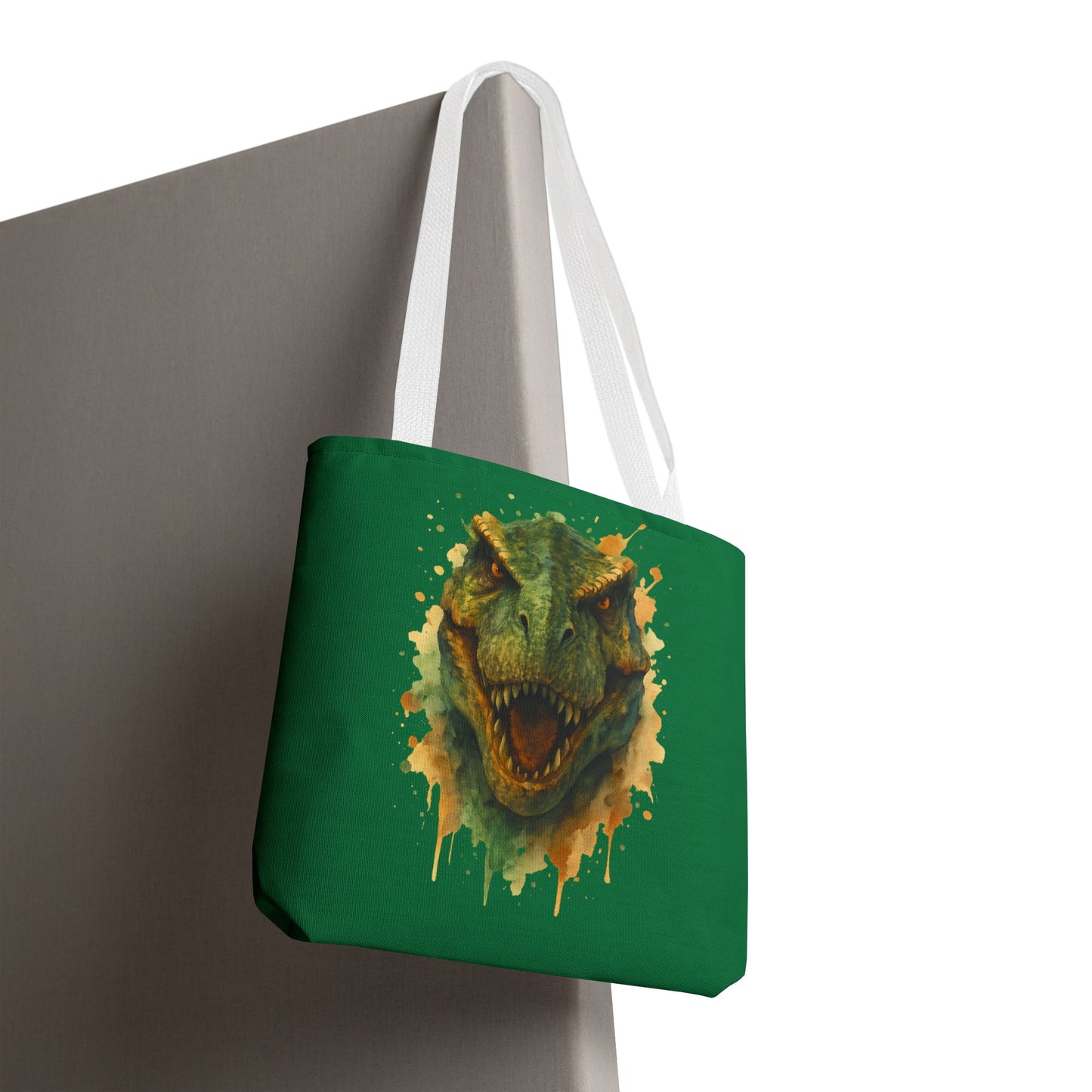 Watercolor T-Rex Tote Bag - Eco Canvas Dino Shopper, Dinosaur Lover Gift, Book Bag, Reusable Grocery Tote - Aesthetic Paleontology Art