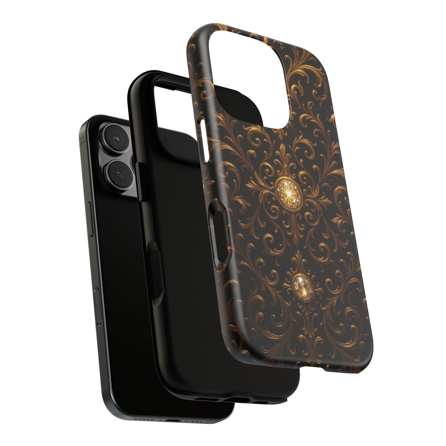 Baroque iPhone Case β Elegant Gold Floral Scroll Design for iPhone 16, 15, 14, 13, Pro Max & More