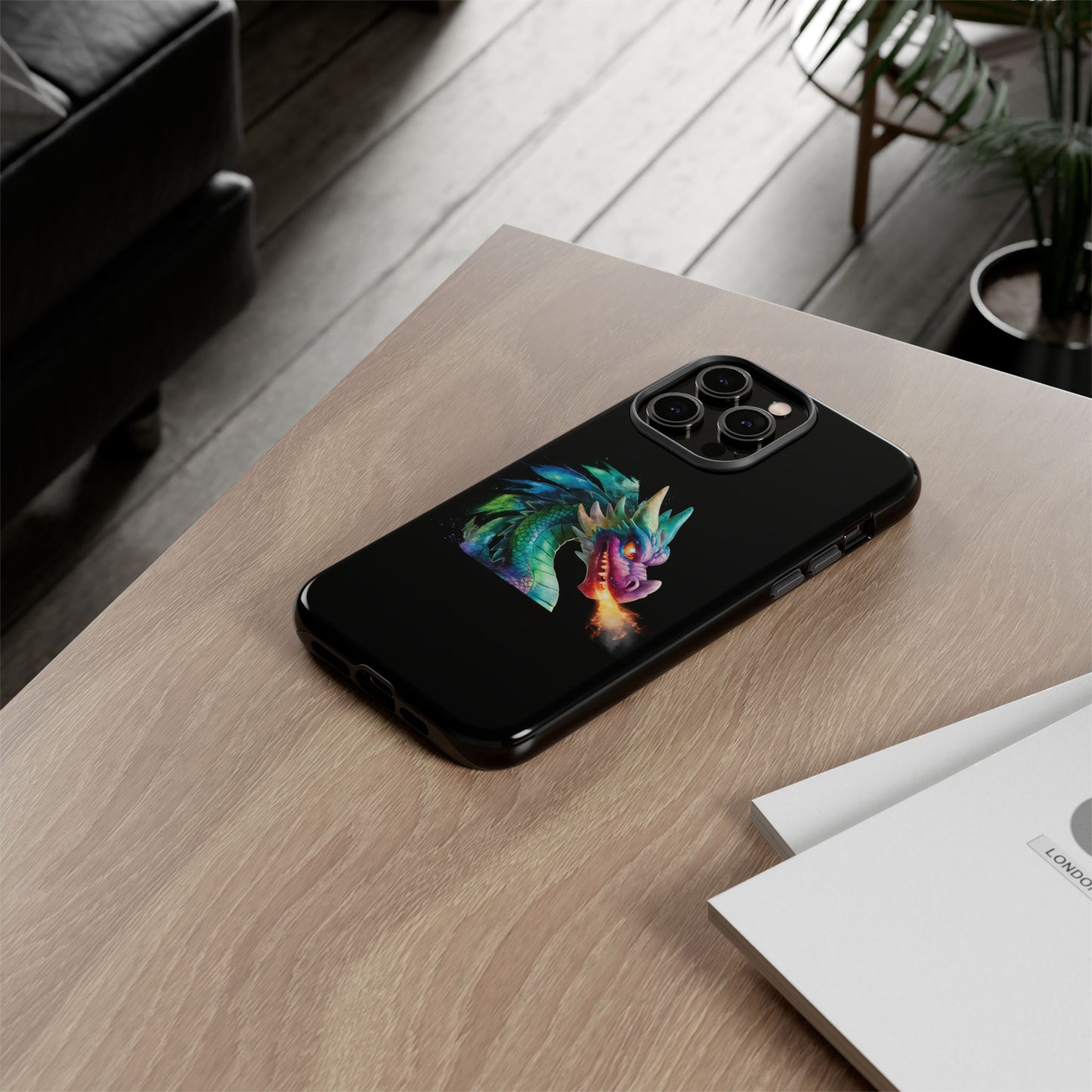 Dragon iPhone Case - Fantasy Fire-Breathing Art Protective Cover - Bookish Dark Academia Aesthetic Gift for Teens and Adults
