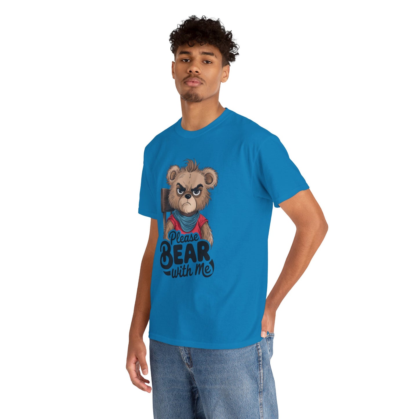 Grumpy Bear Graphic Tee – Please Bear With Me Shirt – Funny Animal T‑shirt – Sarcastic Humor Gift – Cute Bear Meme Art Tee