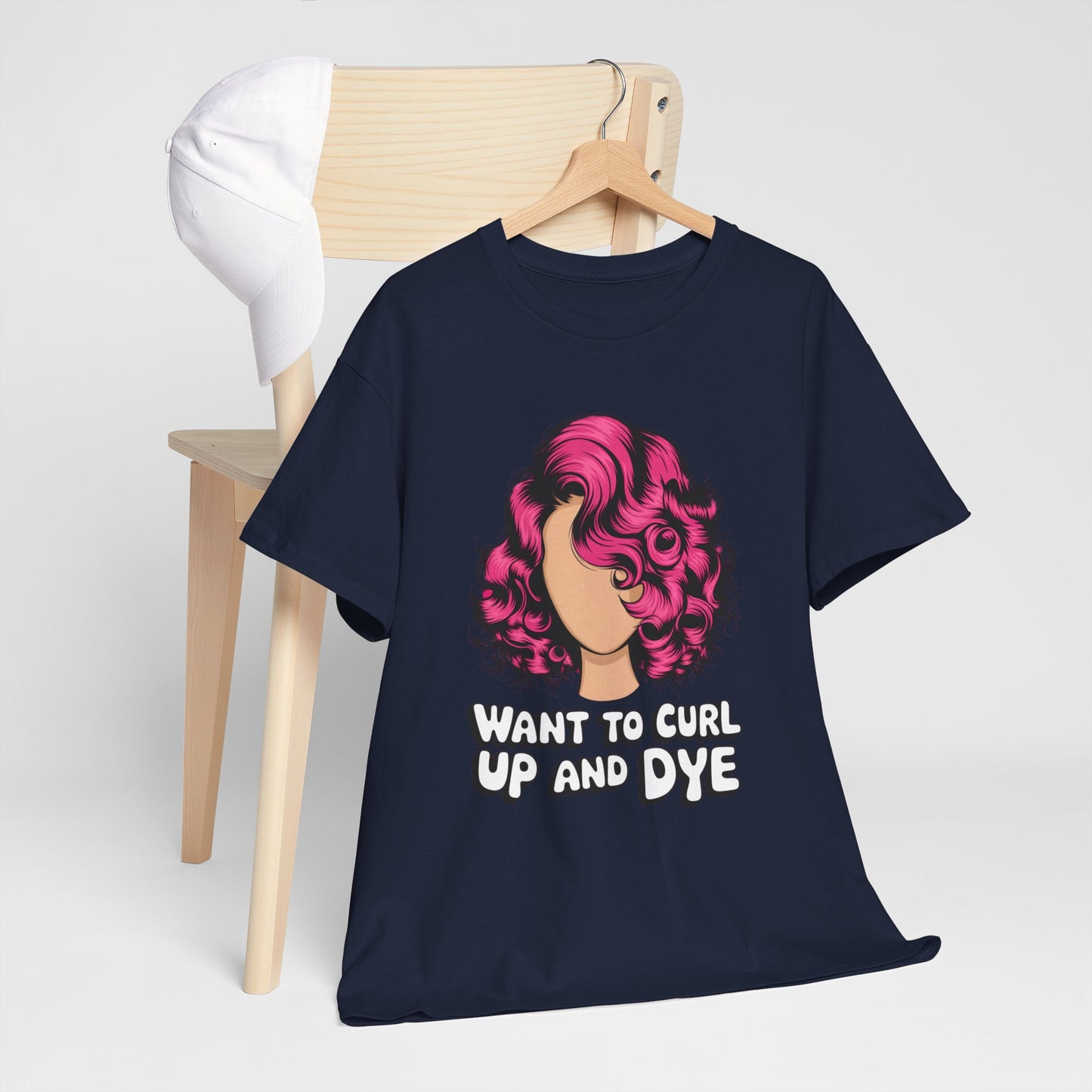 Curly Hair Tee: Want To Curl Up And Dye – Funny Hair Colorist Tee, Salon & Curl Lovers Gift, Trendy Graphic Shirt for Hairstylists