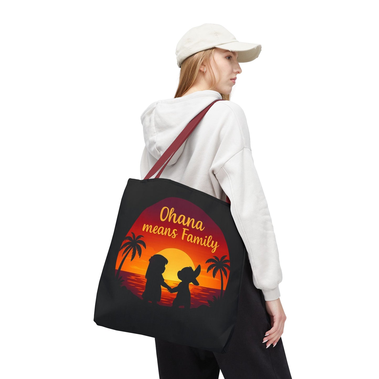 Ohana Means Family Tote Bag – Lilo and Stitch Inspired Bag, Hawaiian Quote, Disney Aesthetic Gift, Reusable Grocery or Beach Bag