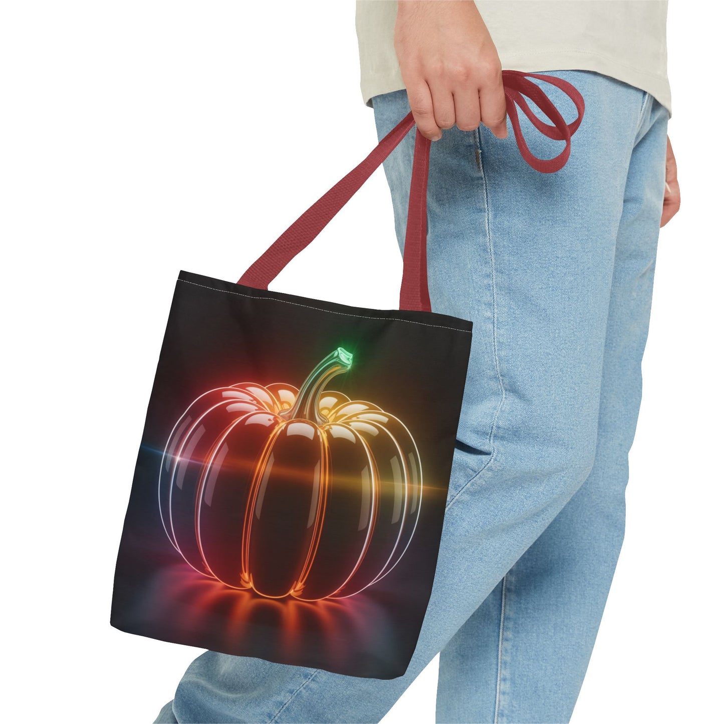 Neon Pumpkin Tote Bag, Glowing Halloween Bag, Modern Fall Tote, Pumpkin Aesthetic Accessory, Trick Or Treat Bag, Spooky Season Gift