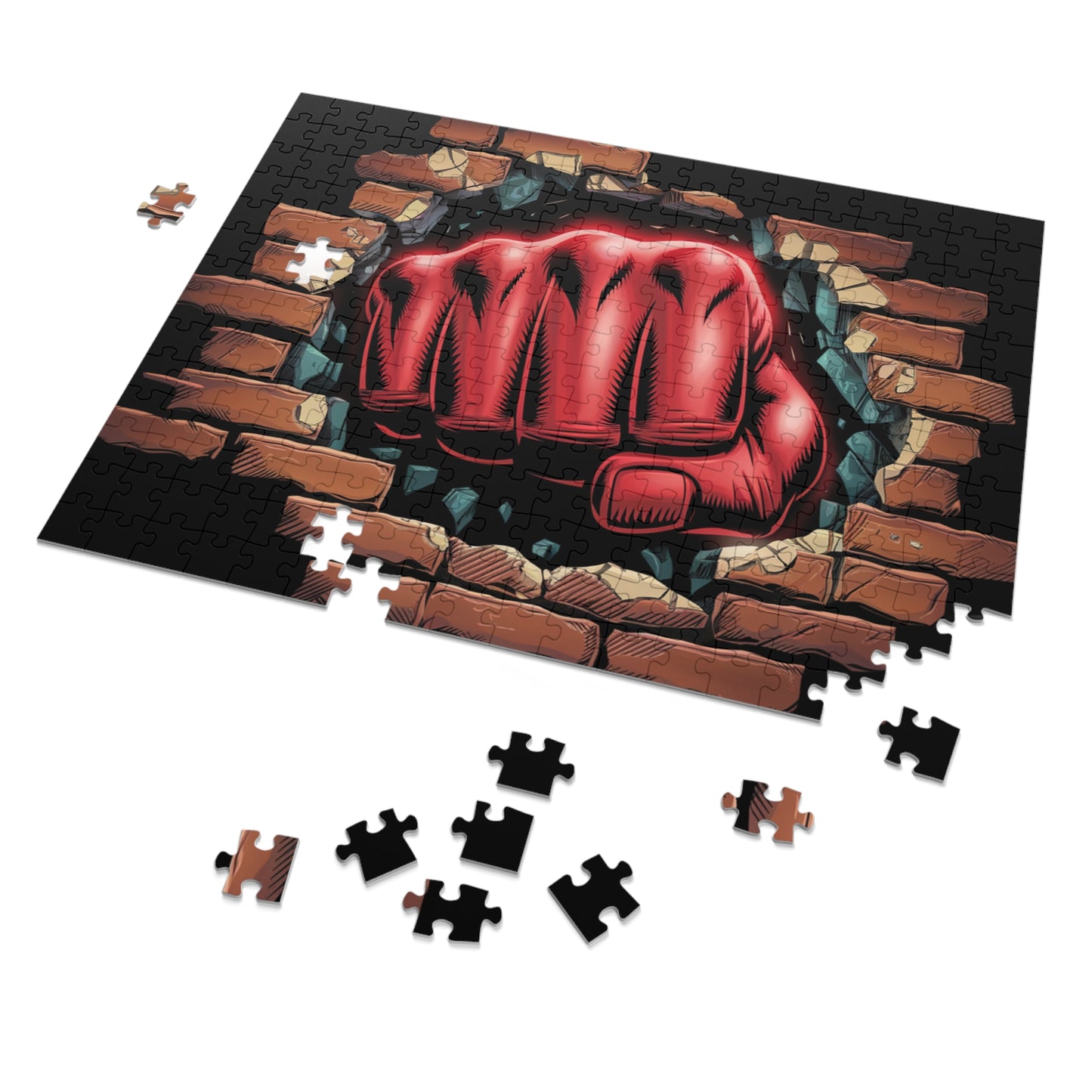 Jigsaw Puzzle - Red Fist Smash Design