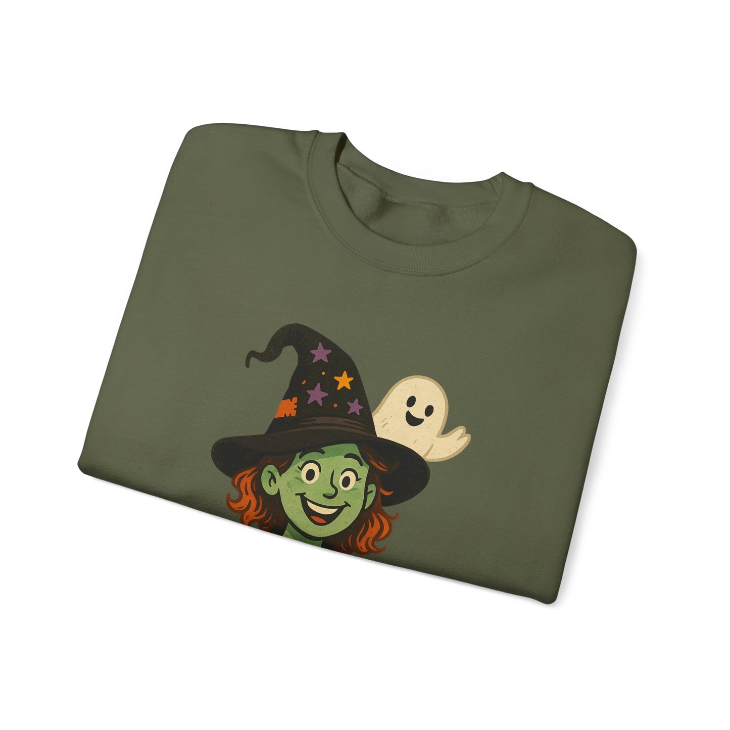 Witch Way To The Boos Sweatshirt, Funny Witch Halloween Crewneck, Witchy Ghost Sweatshirt, Spooky Season Graphic Pullover, Lighthearted Halloween Wear