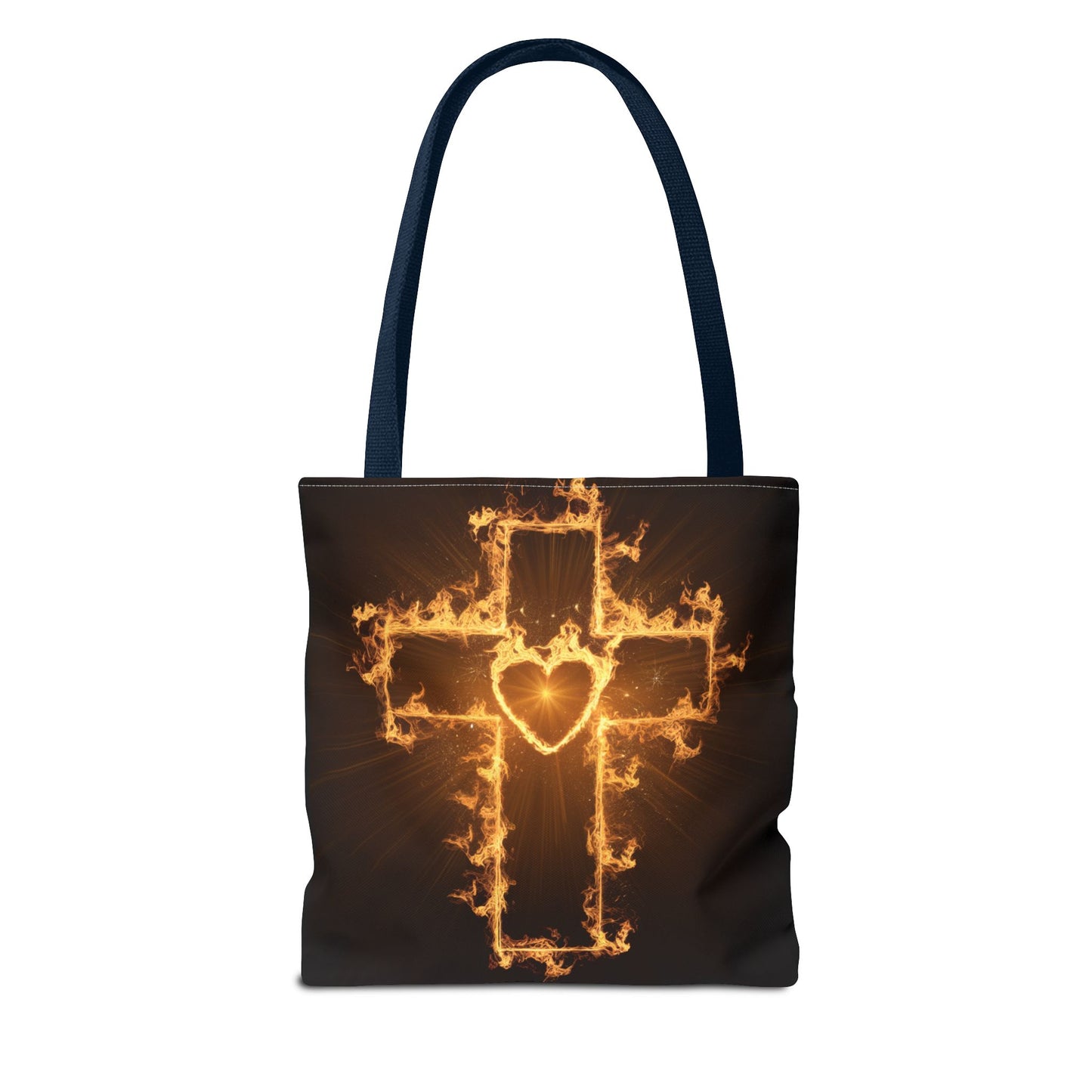 Stylish Flame Cross Tote Bag - Faith-Inspired Fashion