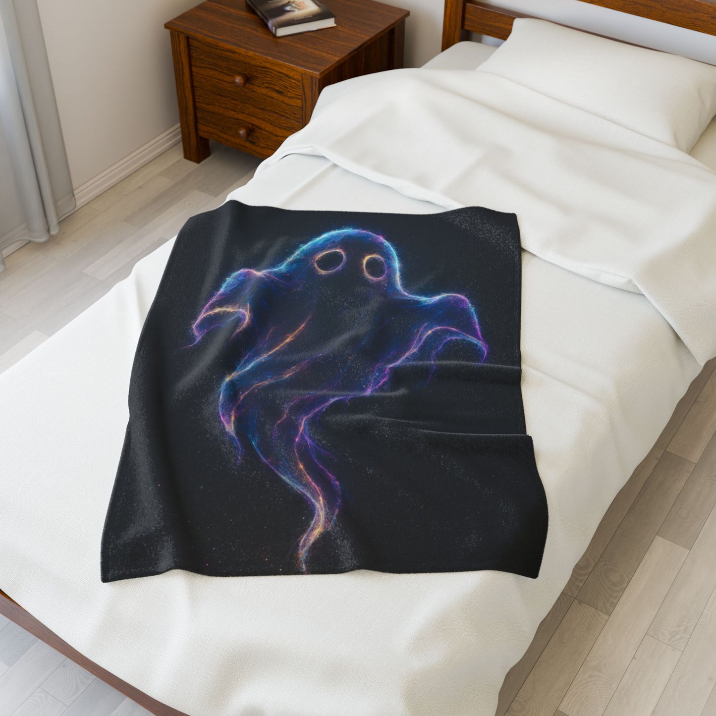 Galaxy Ghost Blanket, Halloween Throw Blanket, Spooky Cozy Decor, Ghost Lover Gift, Soft Plush Blanket, Cosmic Ghost Bedding