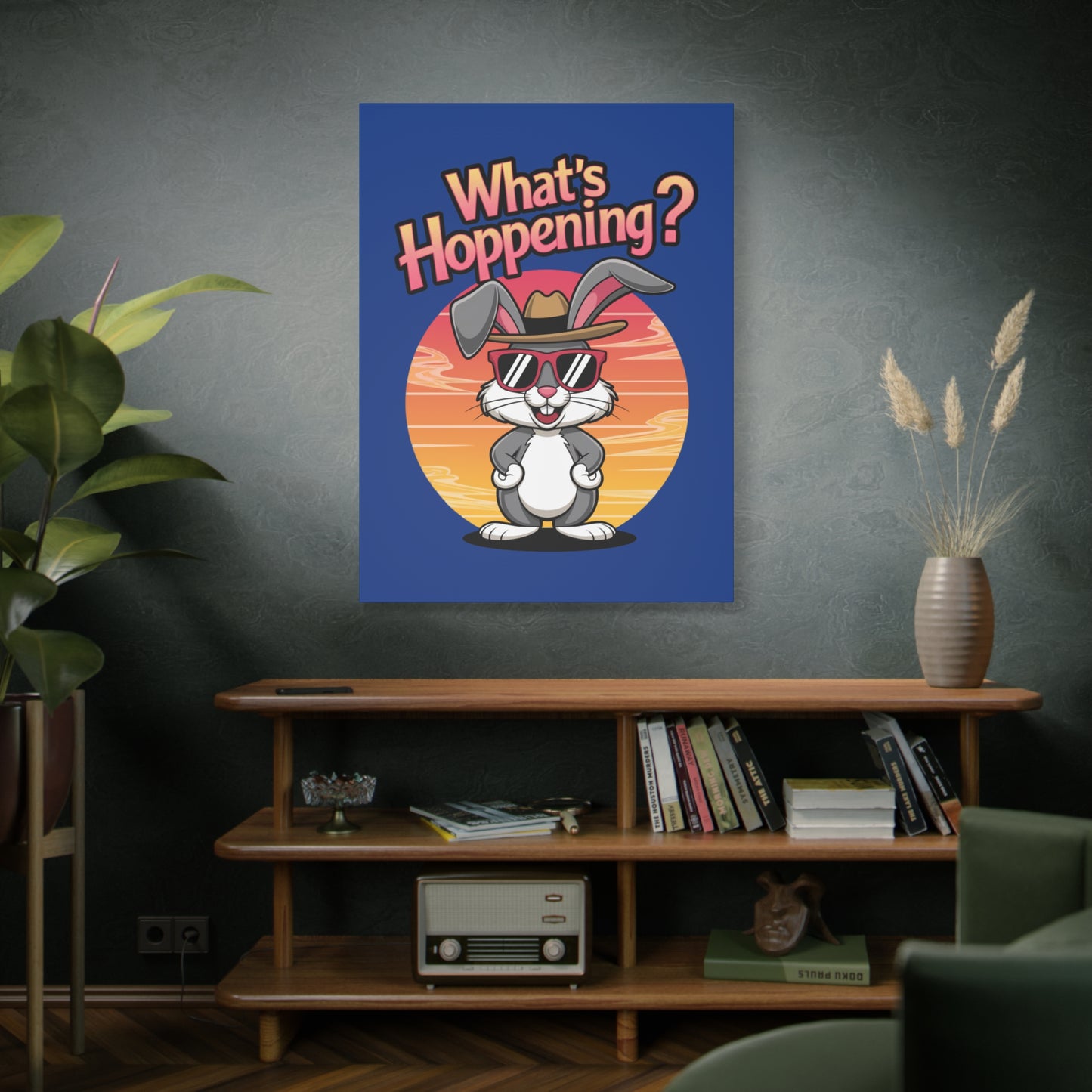 What's Hoppening Canvas Art; Bunny Art; Rabbit Canvas