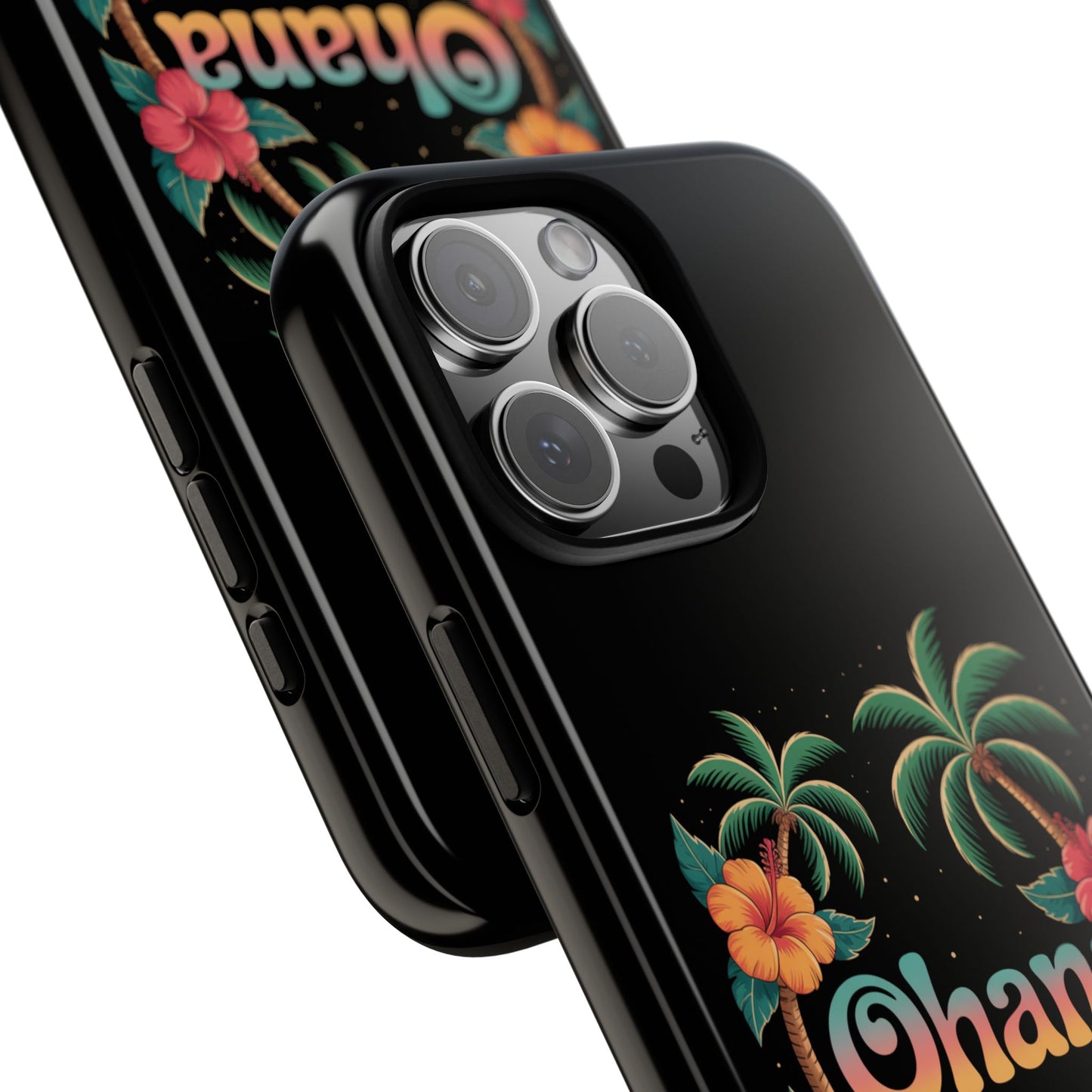 Tropical Ohana iPhone Case - Beach Vibes Cover with Palms, Hibiscus and Turtles - Rugged and Glossy Summer Phone Protector