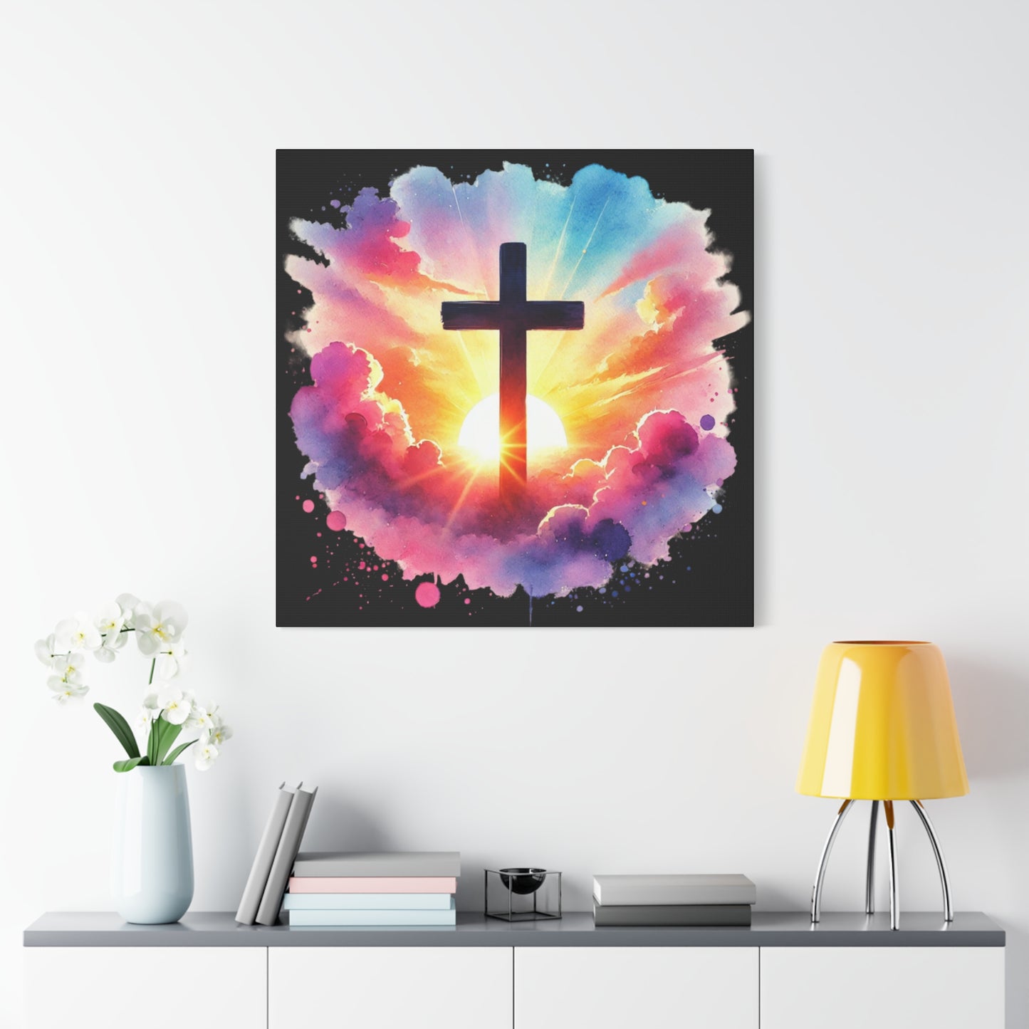 Inspirational Watercolor Cross Wall Art Christian Home Decor Faith Based Canvas Religious Art Inspirational Canvas