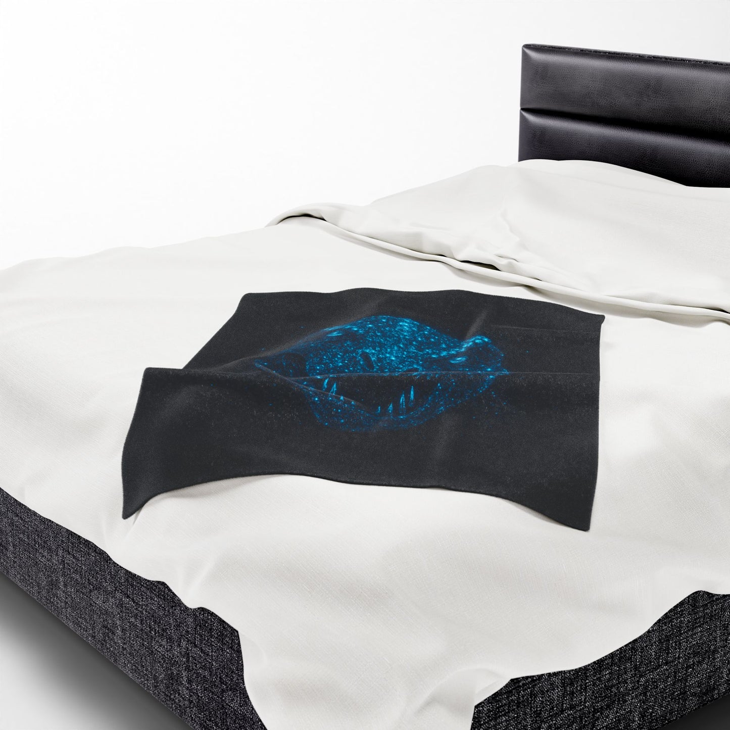 Bioluminescent-Style T-Rex Blanket - Neon Blue Dinosaur Throw for Kids, Teens and Gamers - Soft Cozy Dino Bedding, Unique Jurassic Gift