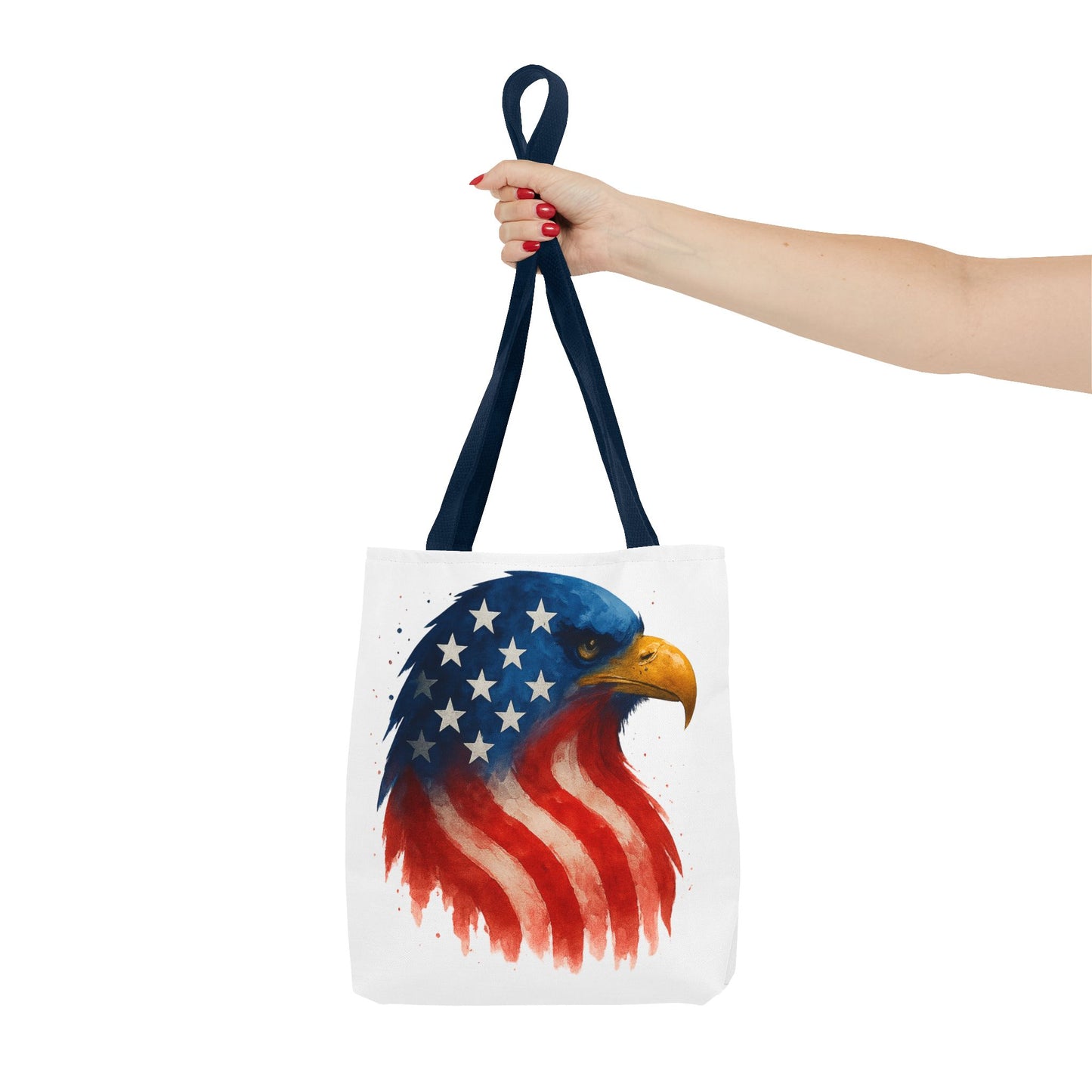Patriotic Eagle Tote Bag USA Flag Canvas Carryall - Eco-Friendly Independence Day, Memorial Day Gift for Veterans, Reusable Shopping Bag