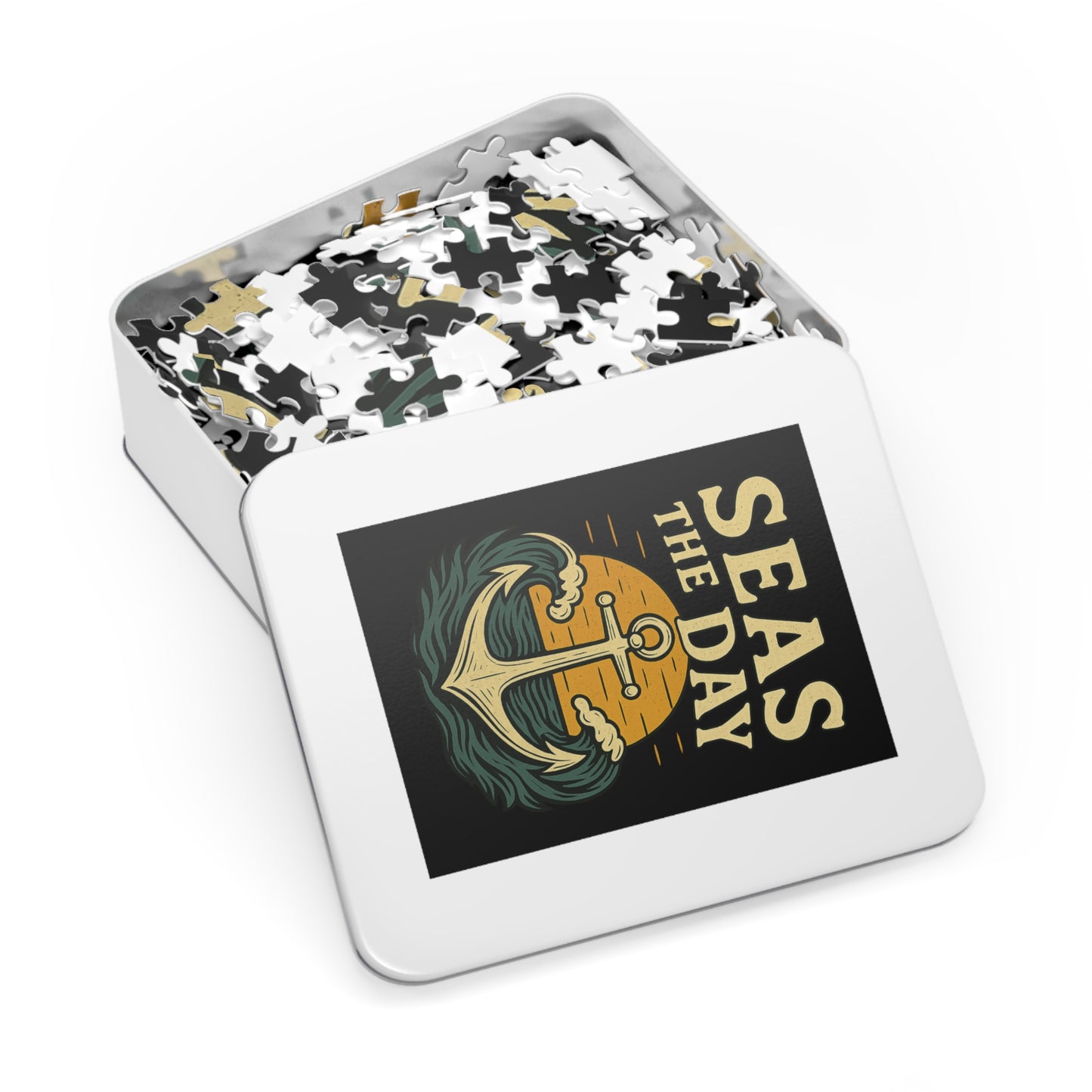 Seas the Day Puzzle – Nautical Jigsaw Puzzle with Anchor Design, Ocean Quote Gift for Puzzle Fans & Coastal Decor Lovers