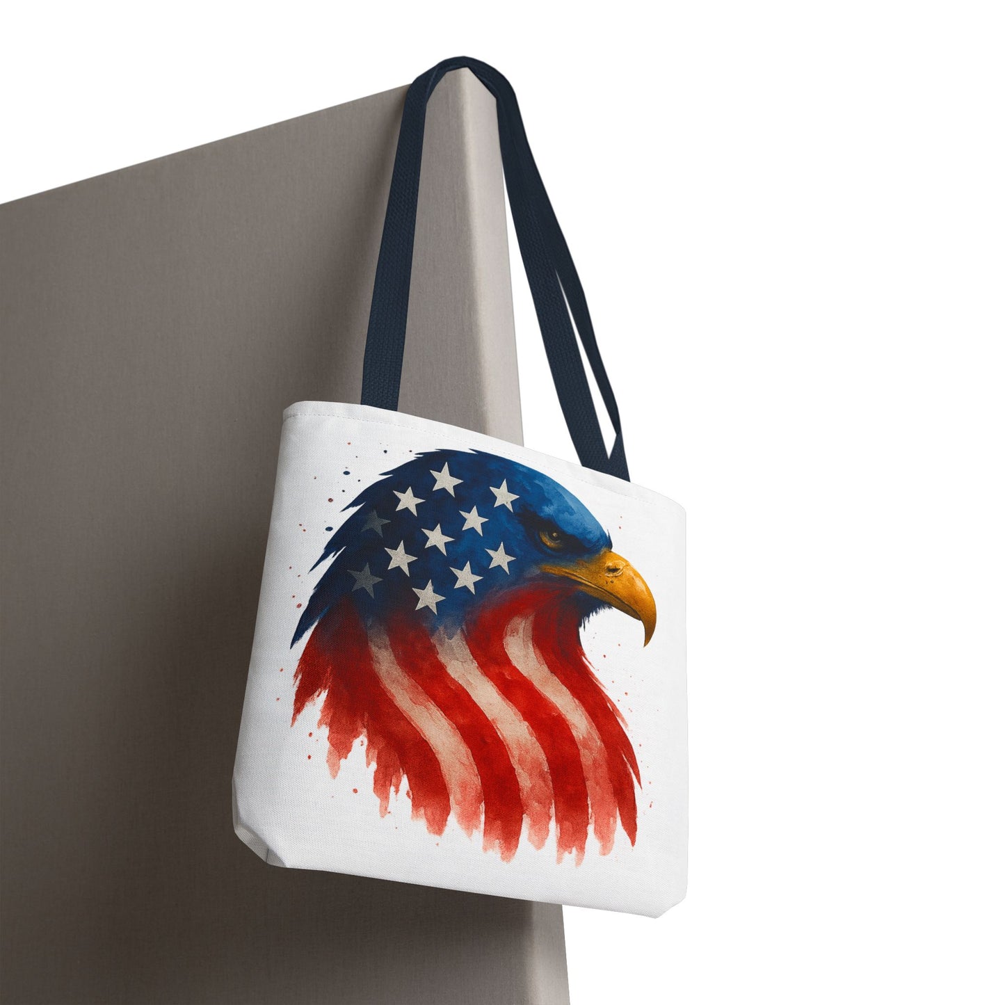 Patriotic Eagle Tote Bag USA Flag Canvas Carryall - Eco-Friendly Independence Day, Memorial Day Gift for Veterans, Reusable Shopping Bag
