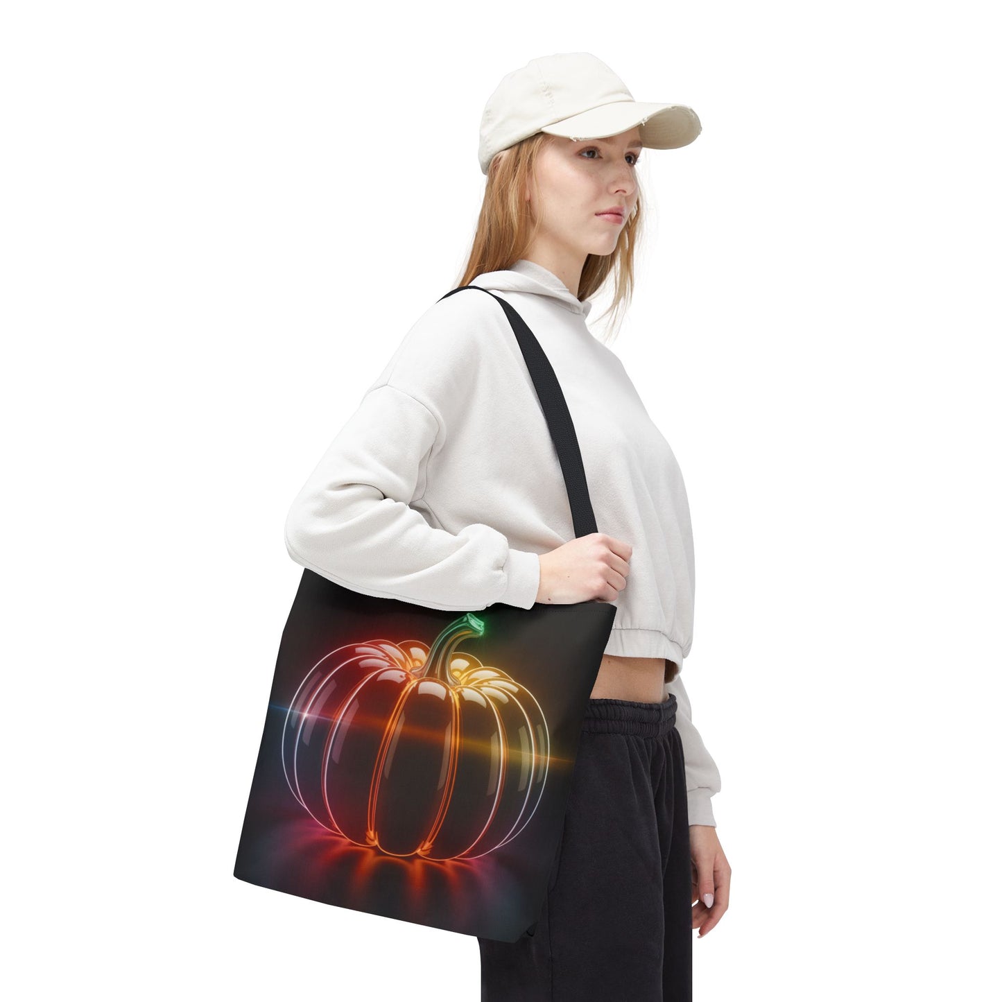 Neon Pumpkin Tote Bag, Glowing Halloween Bag, Modern Fall Tote, Pumpkin Aesthetic Accessory, Trick Or Treat Bag, Spooky Season Gift