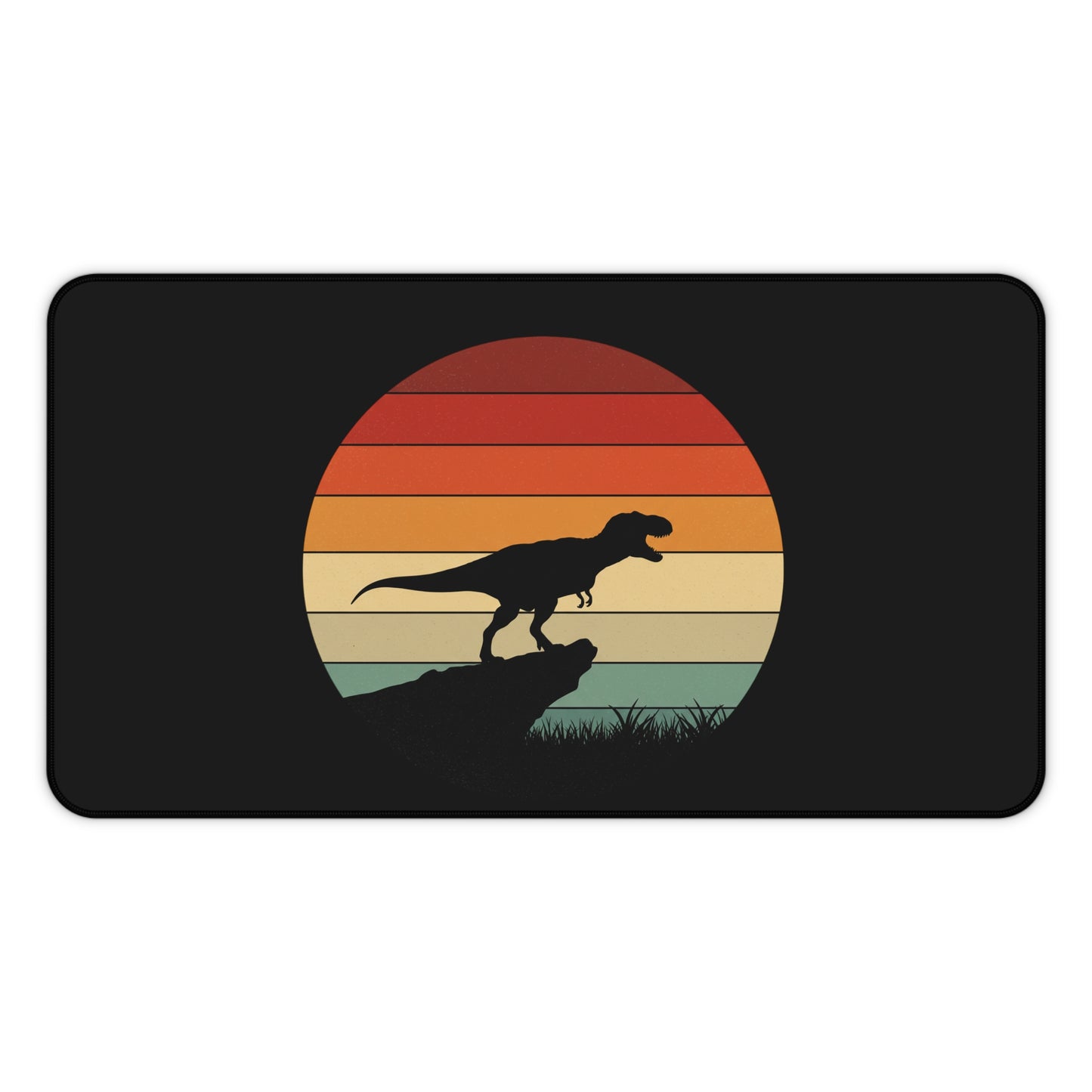 Retro T-Rex Sunset Desk Mat XL | Dinosaur Gaming and Office Mouse Pad - Non‑Slip Rug for Home, Kids, Paleontology Gift