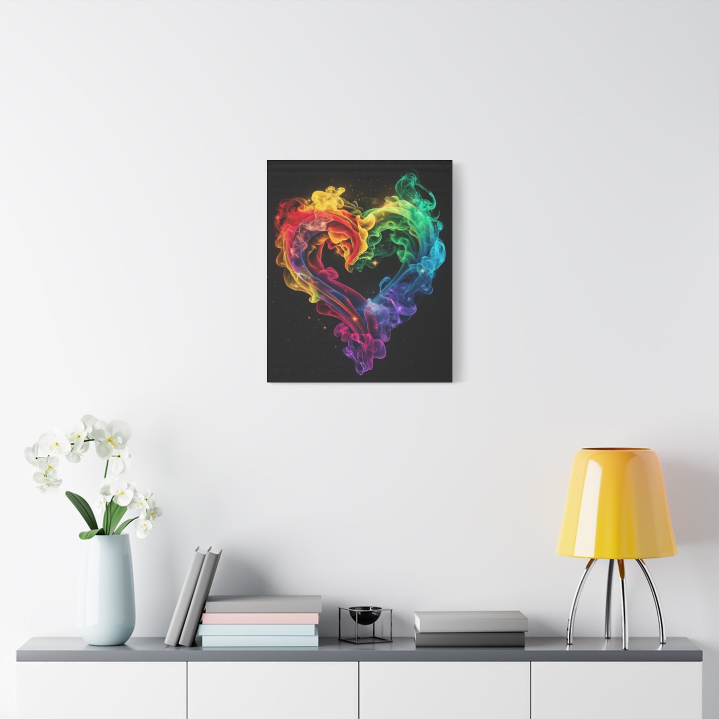 Canvas Art Print - Colorful Smoke Heart Design