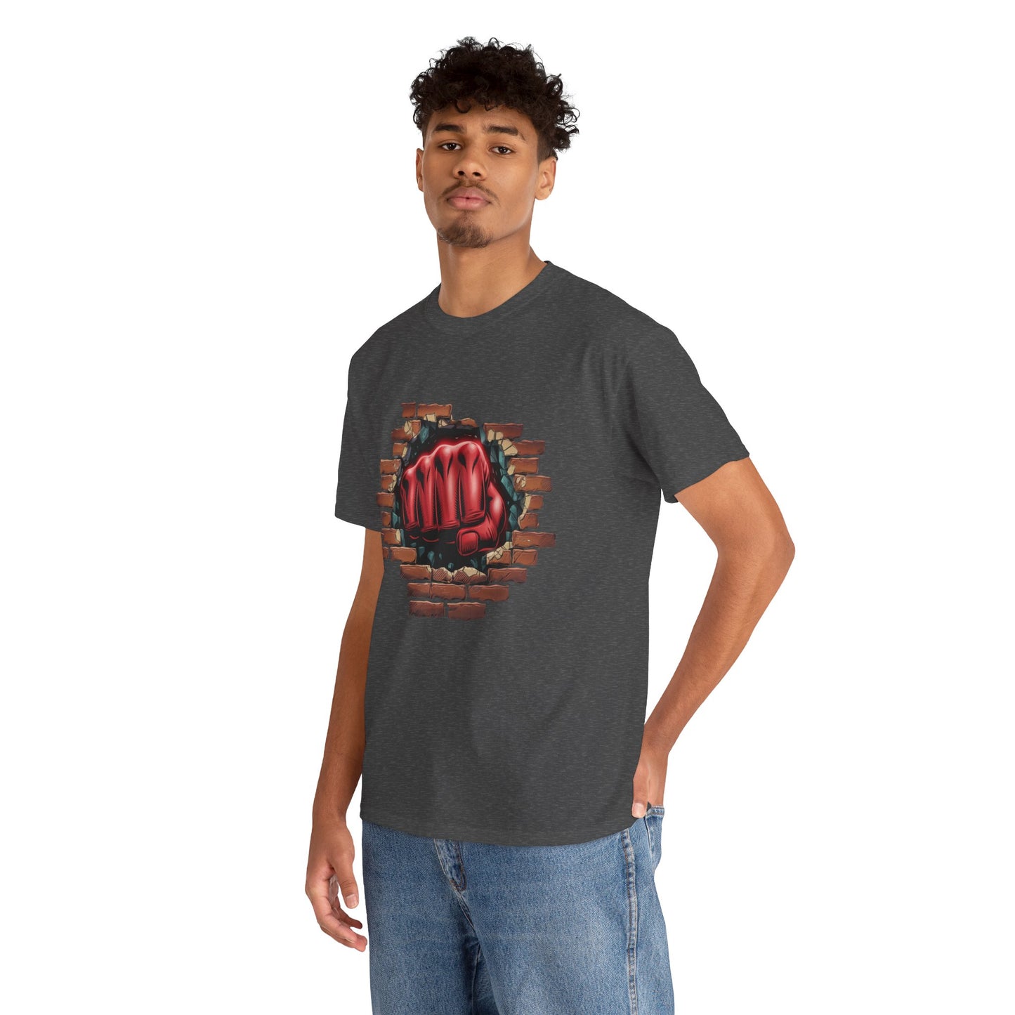 Impact Fist Graphic T-Shirt – Punch Through Brick Wall Design | Bold Streetwear Tee for Fighters, Gym & Edge-Lovers