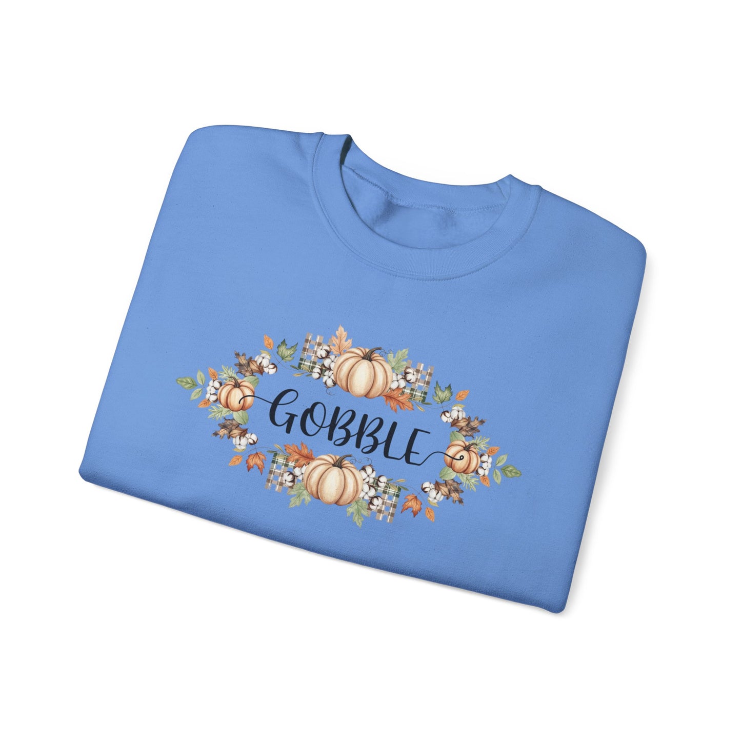 Gobble Thanksgiving Sweatshirt, Rustic Fall Turkey Crewneck, Autumn Pumpkin Floral Pullover, Thanksgiving Outfit Sweater Gift