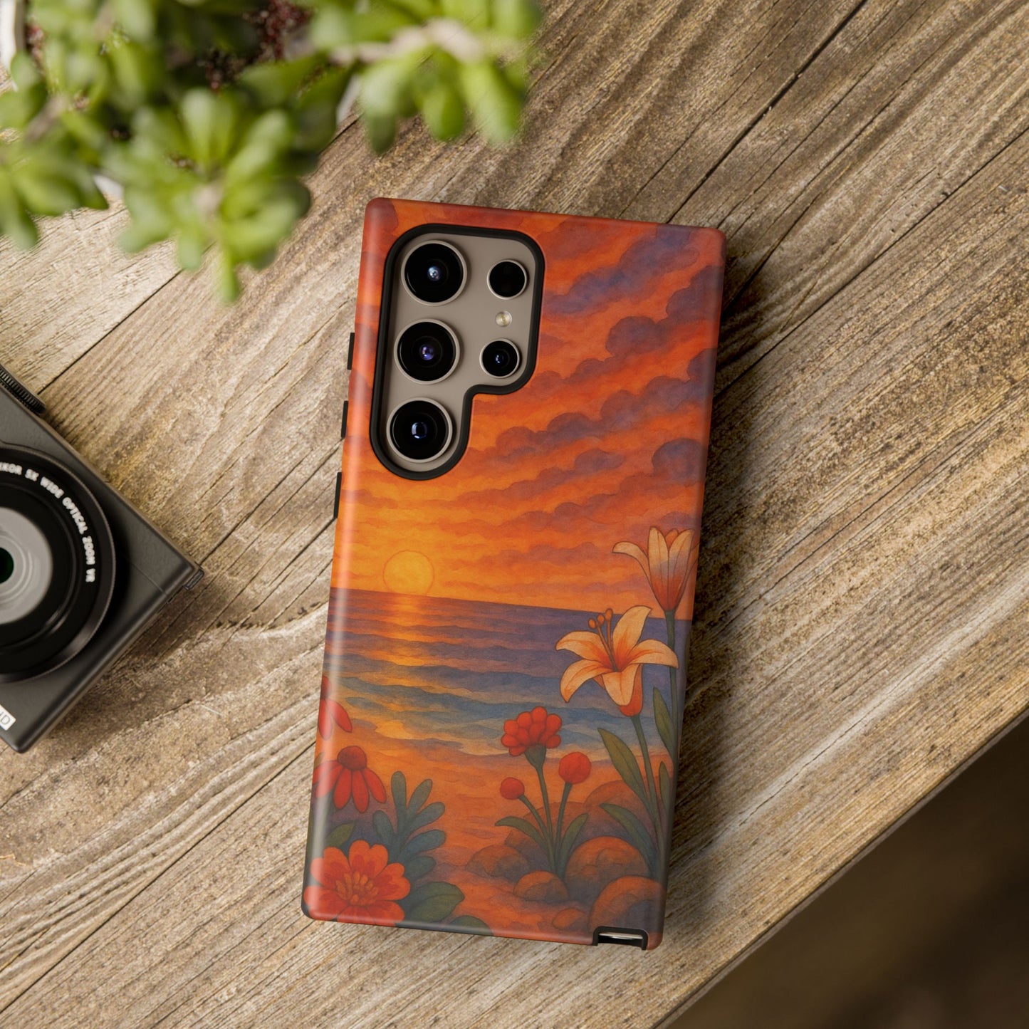 Samsung Case - Floral Ocean Sunset Watercolor Nautical Phone Case Beach Samsung Case Ocean Sunset Theme