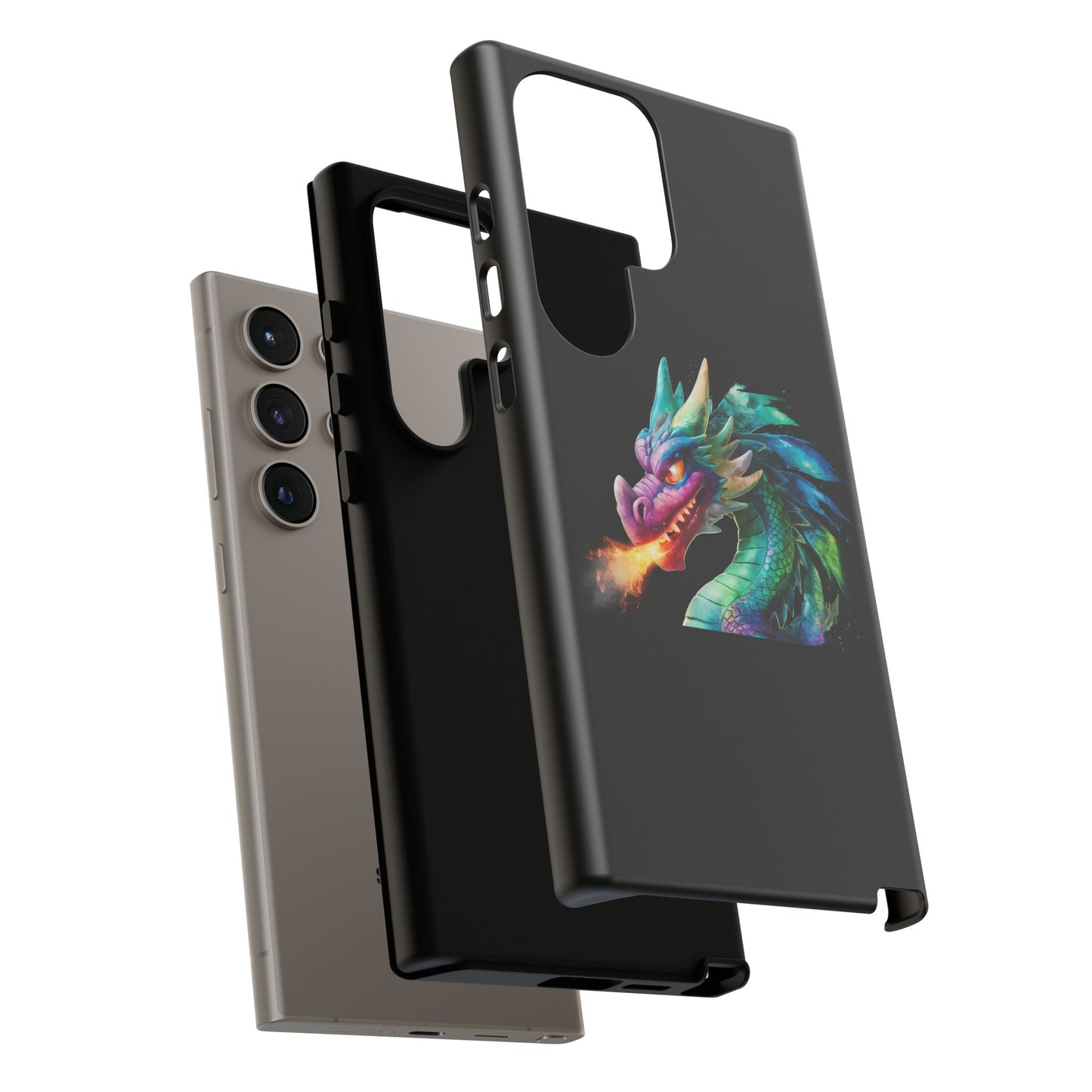 Fire-Breathing Dragon Samsung Case - Tough Fantasy Art Cover - Dark Academia Aesthetic Geek Gift for Galaxy S23/S24/S25/Ultra