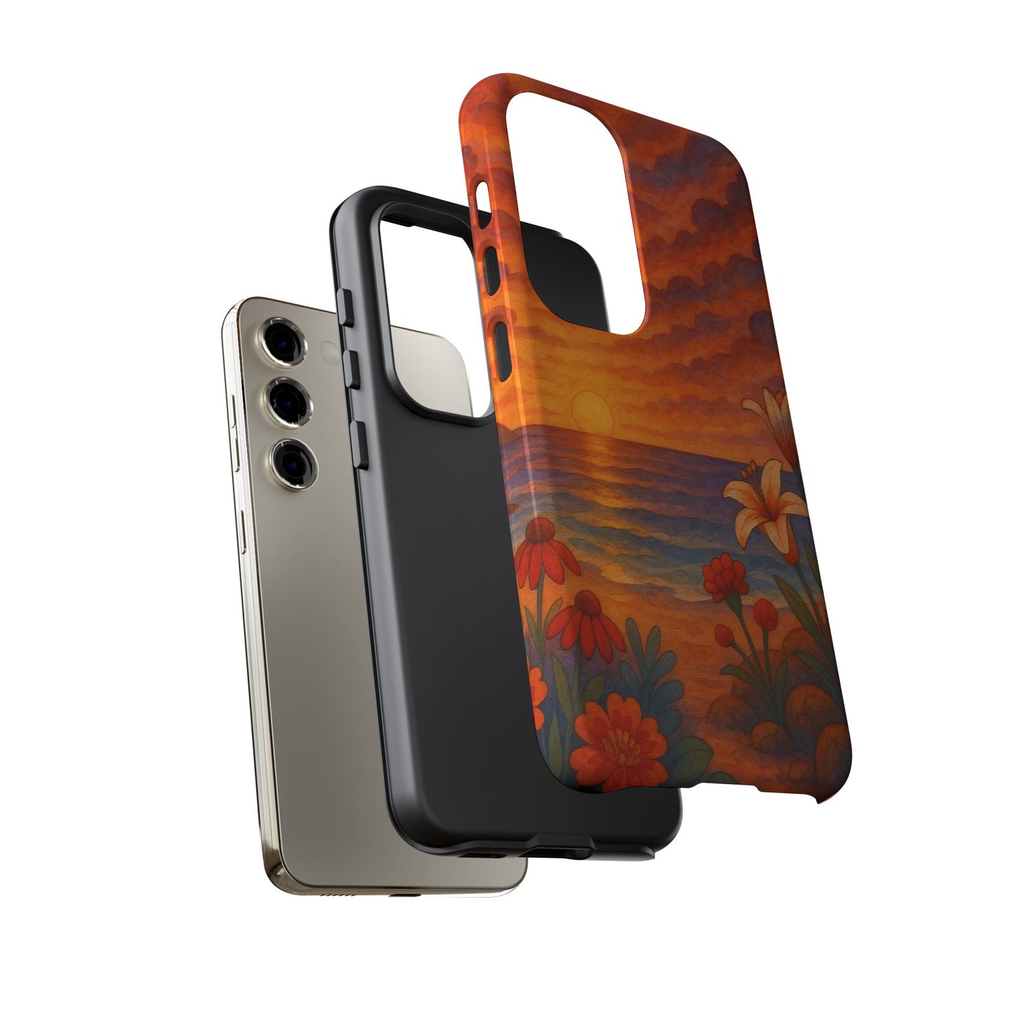 Samsung Case - Floral Ocean Sunset Watercolor Nautical Phone Case Beach Samsung Case Ocean Sunset Theme