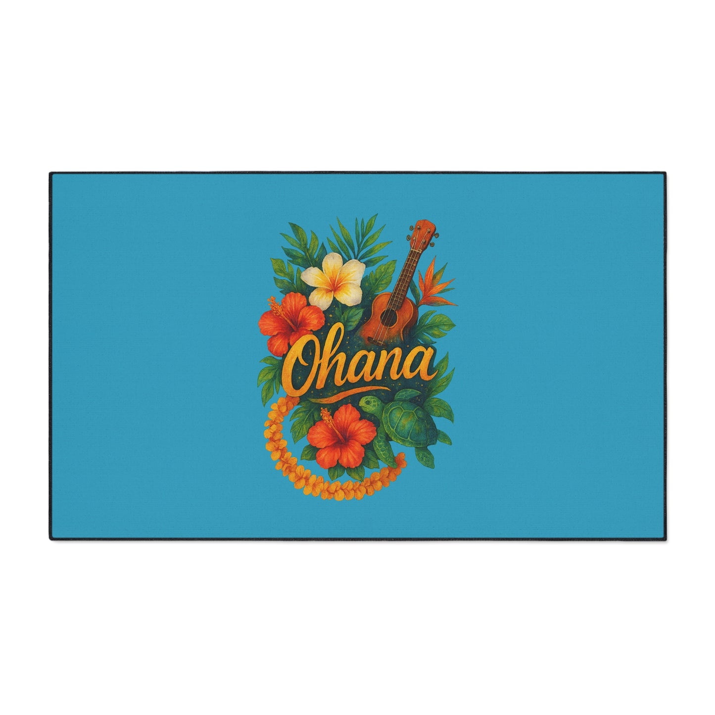 Hawaiian Ohana Welcome Mat | Tropical Doormat | Luau Home Decor | Beach House Entry Rug | Island Vibes Floor Mat | Aloha Gift Idea