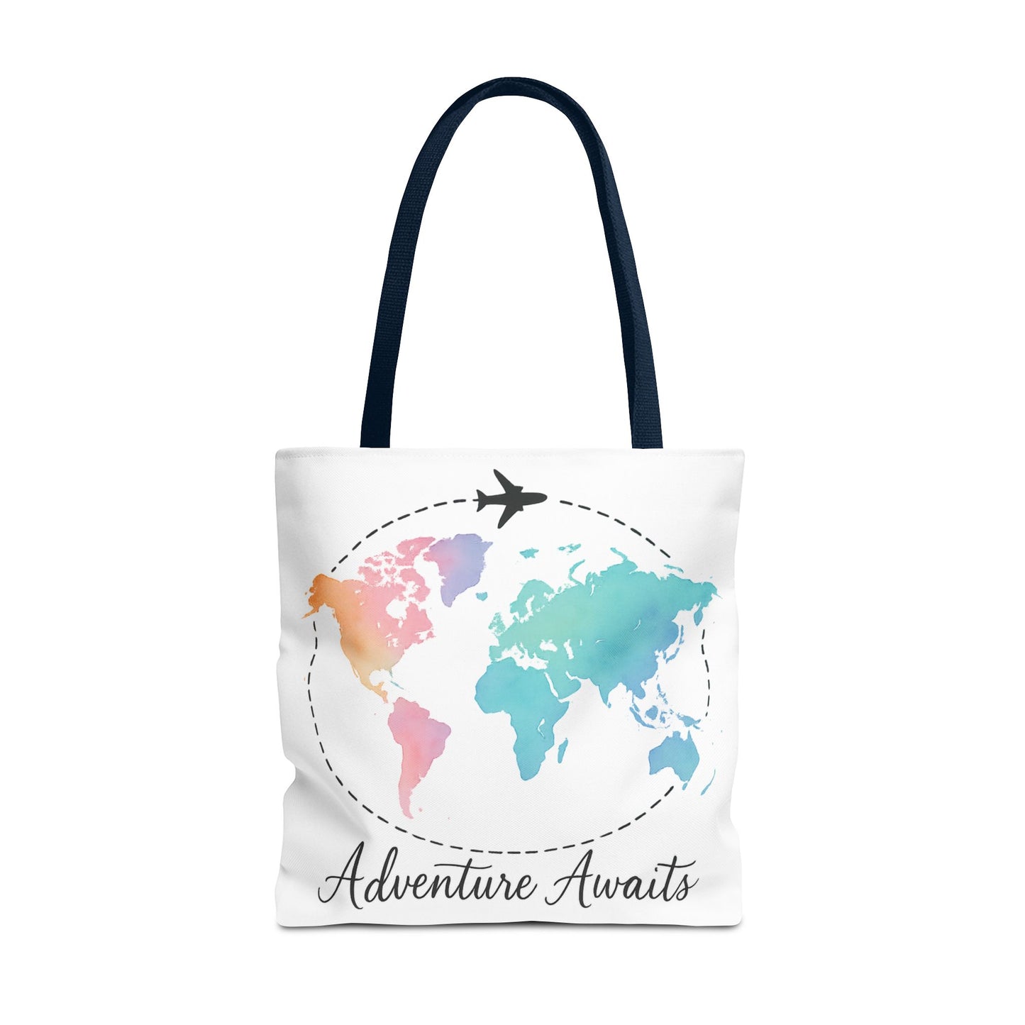 Adventure Awaits Watercolor World Map Tote Bag | Travel Canvas Tote | Wanderlust Gift, Beach, Camping, Airport Carryall, Eco-Friendly
