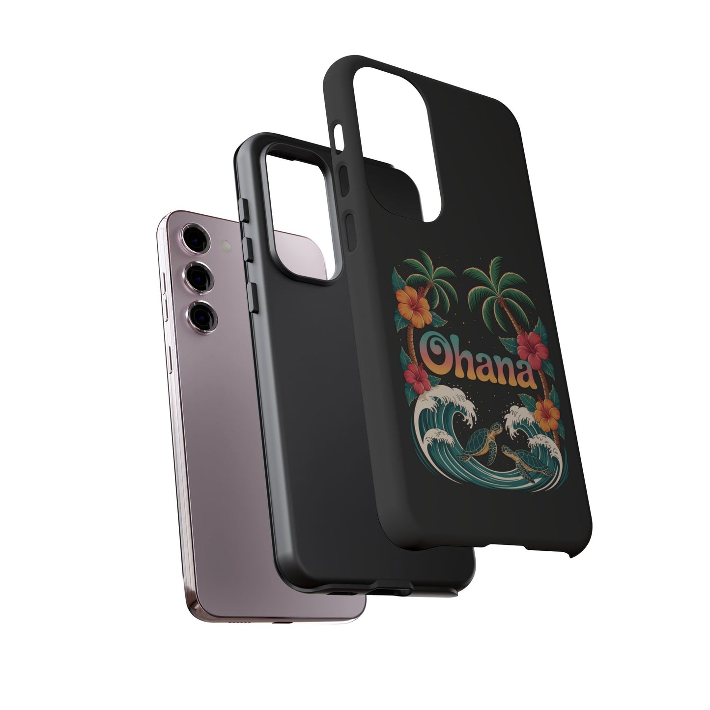 Tropical Ohana Samsung Case - Summer Beach Phone Cover - Hawaiian Palm & Hibiscus Design - Rugged & Glossy Protector for Galaxy