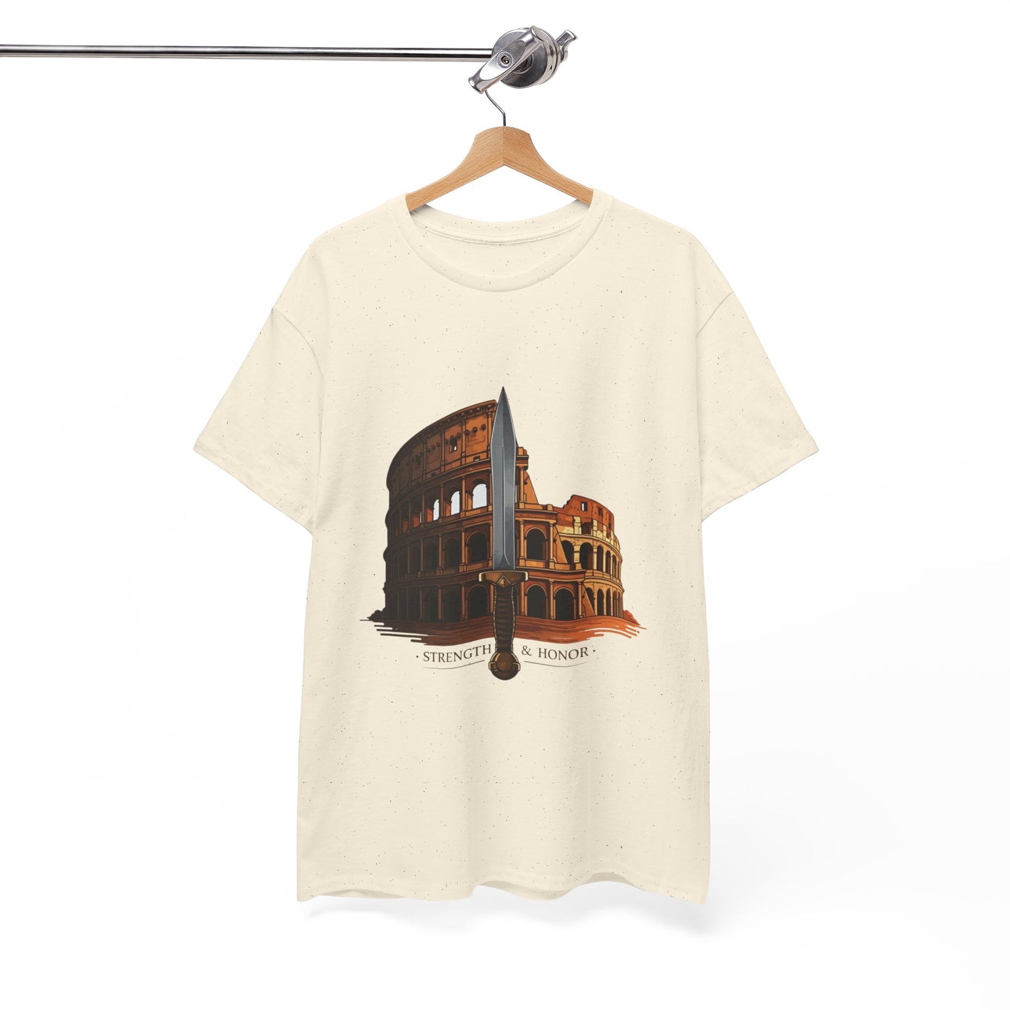 Strength & Honor Gladiator Shirt – Roman Colosseum Sword Graphic Tee – Ancient Rome History T-Shirt for Gladiator & Travel Fans