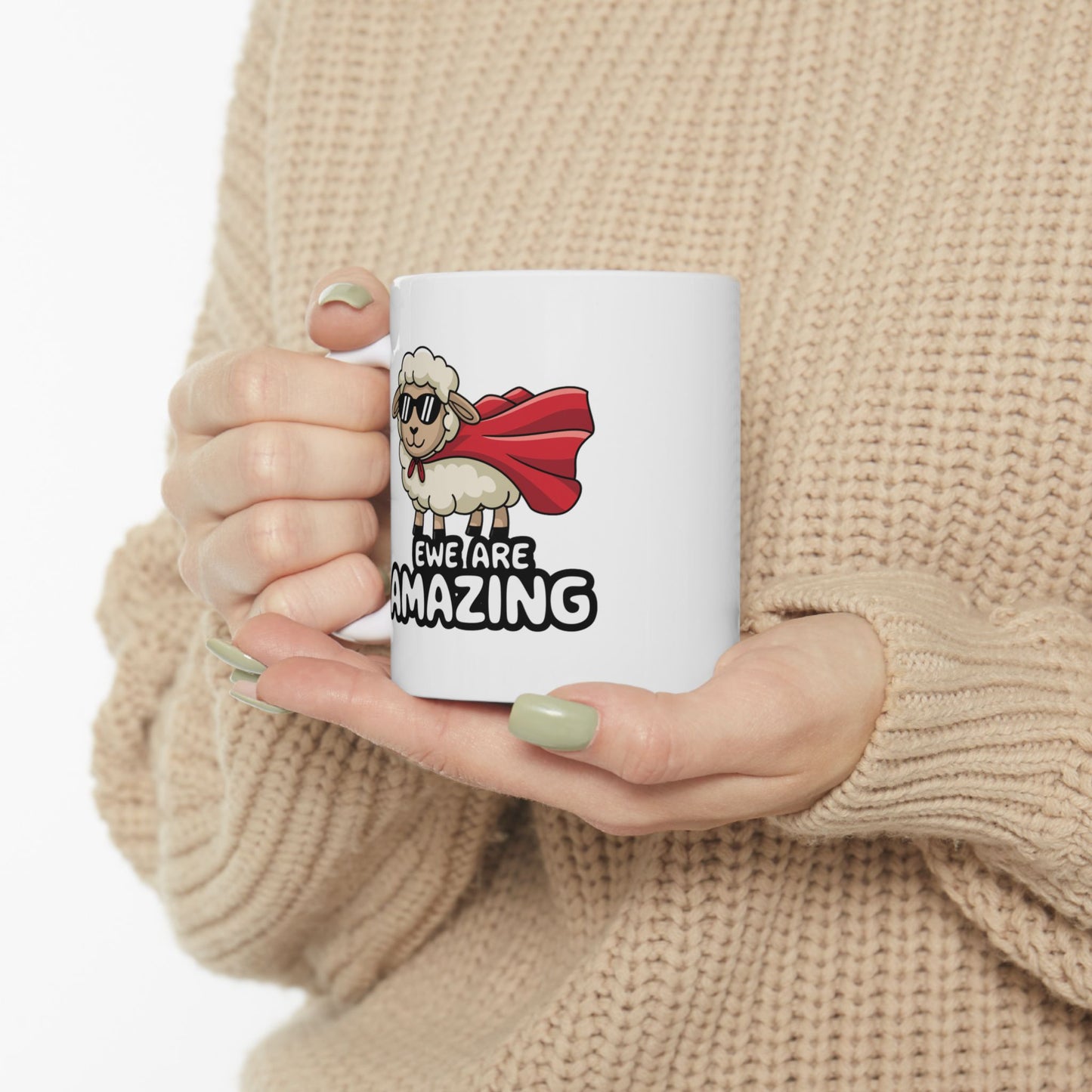 Mug with Sheep Design - Ewe Are Amazing Animal Cup Funny Mug Inspirational Cup Positive Decor
