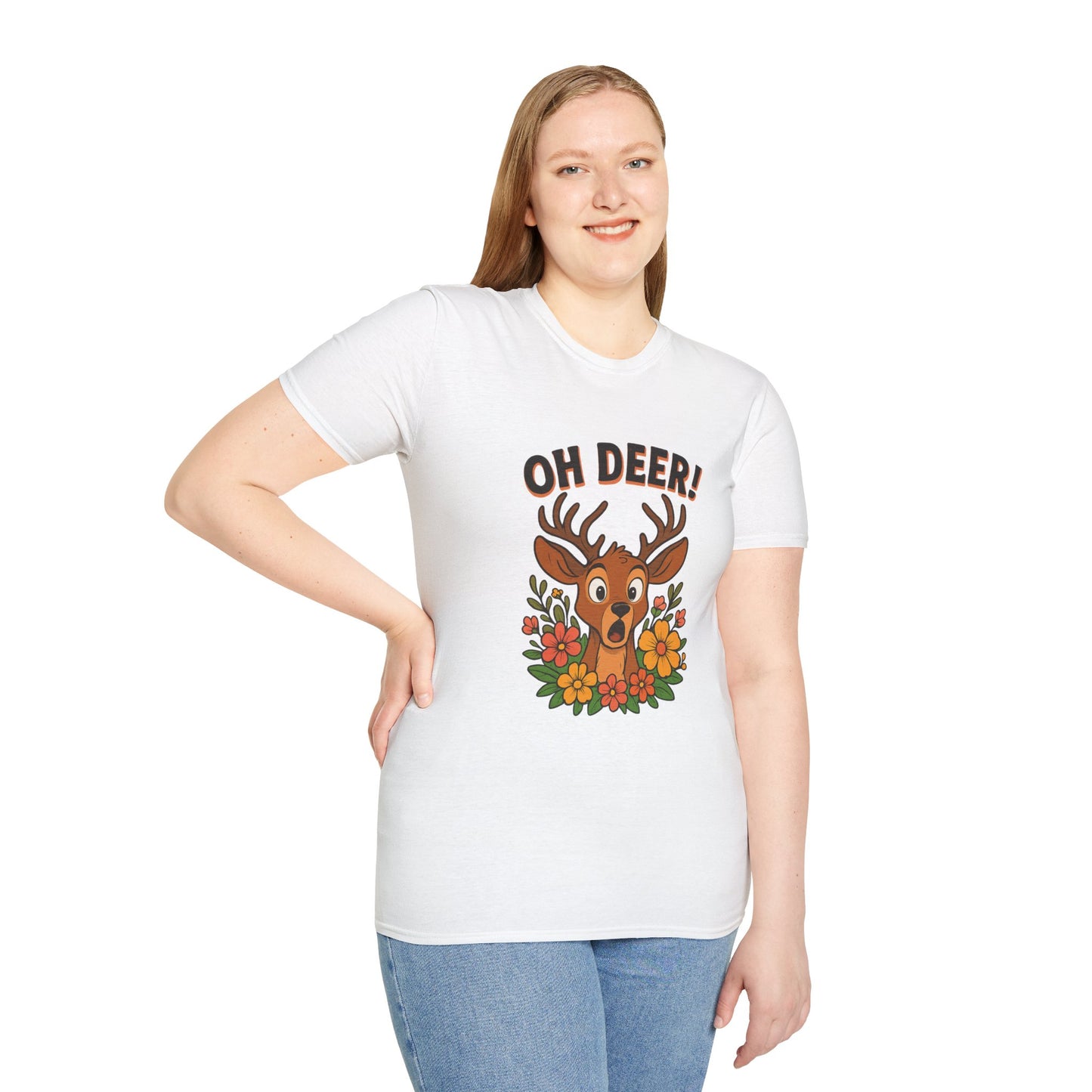 Oh Deer! Cute Floral Deer Graphic Tee | Funny Animal Lover Gift, Personalized, Nature Woodland Shirt, Deer Mom | Gift for Her Him