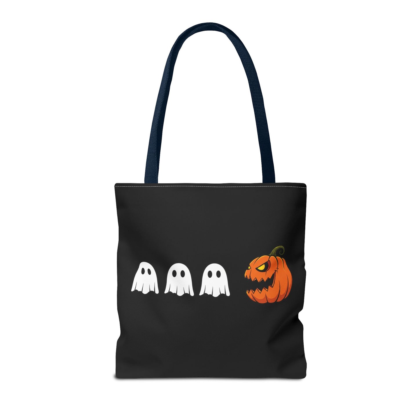 Halloween pumpkin ghost tote bag, spooky trick or treat canvas bag, ghost pumpkin design reusable tote, spooky season gift tote
