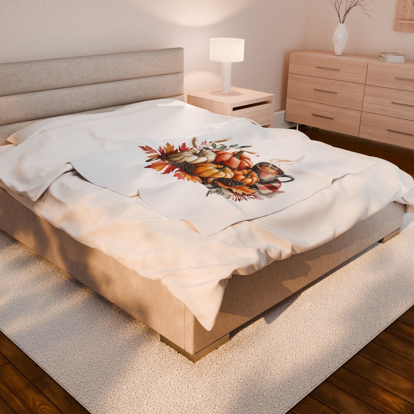 Pumpkin Plaid Fall Blanket, Cozy Autumn Throw Blanket With Pumpkins And Coffee Mug, Thanksgiving Decor, Soft Fleece Blanket Gift For Home