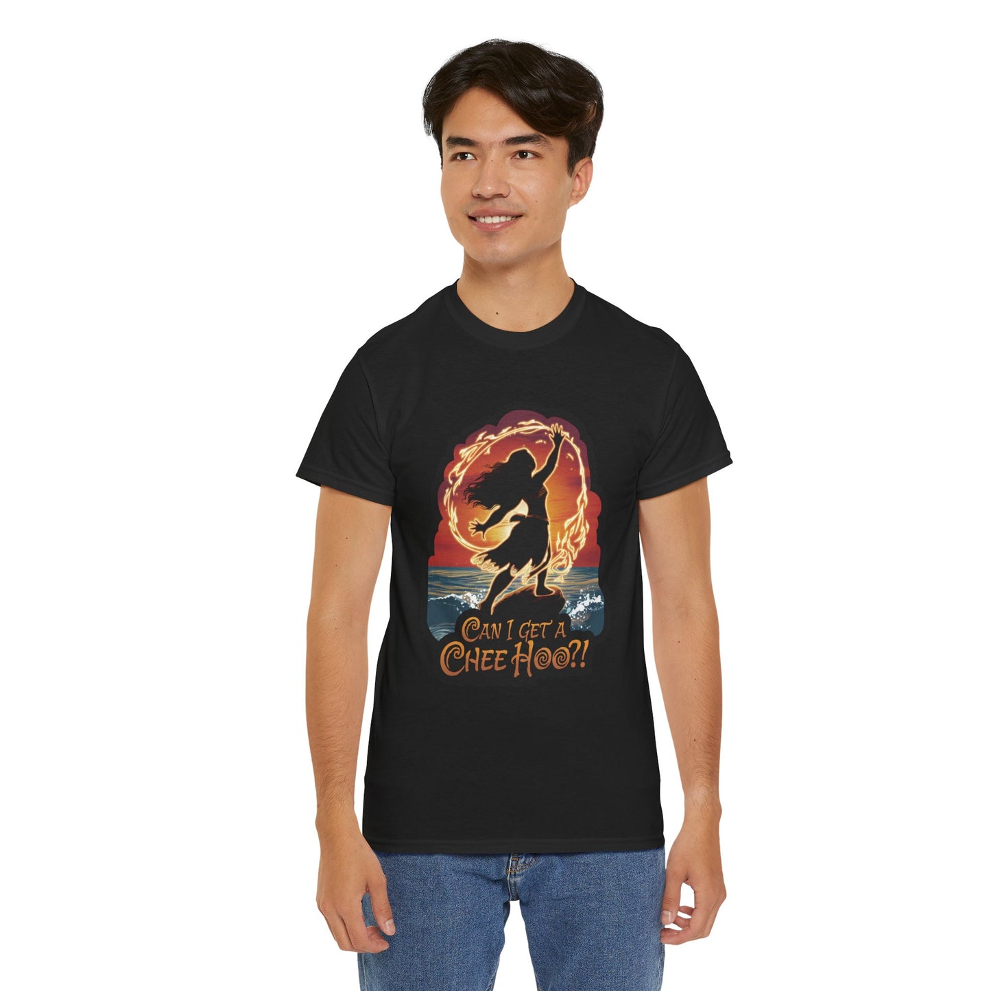 Can I Get a Chee Hoo Shirt – Hawaiian Island Vibes Tee – Hula Dancer Sunset Graphic T-Shirt – Polynesian Luau Party Unisex Top