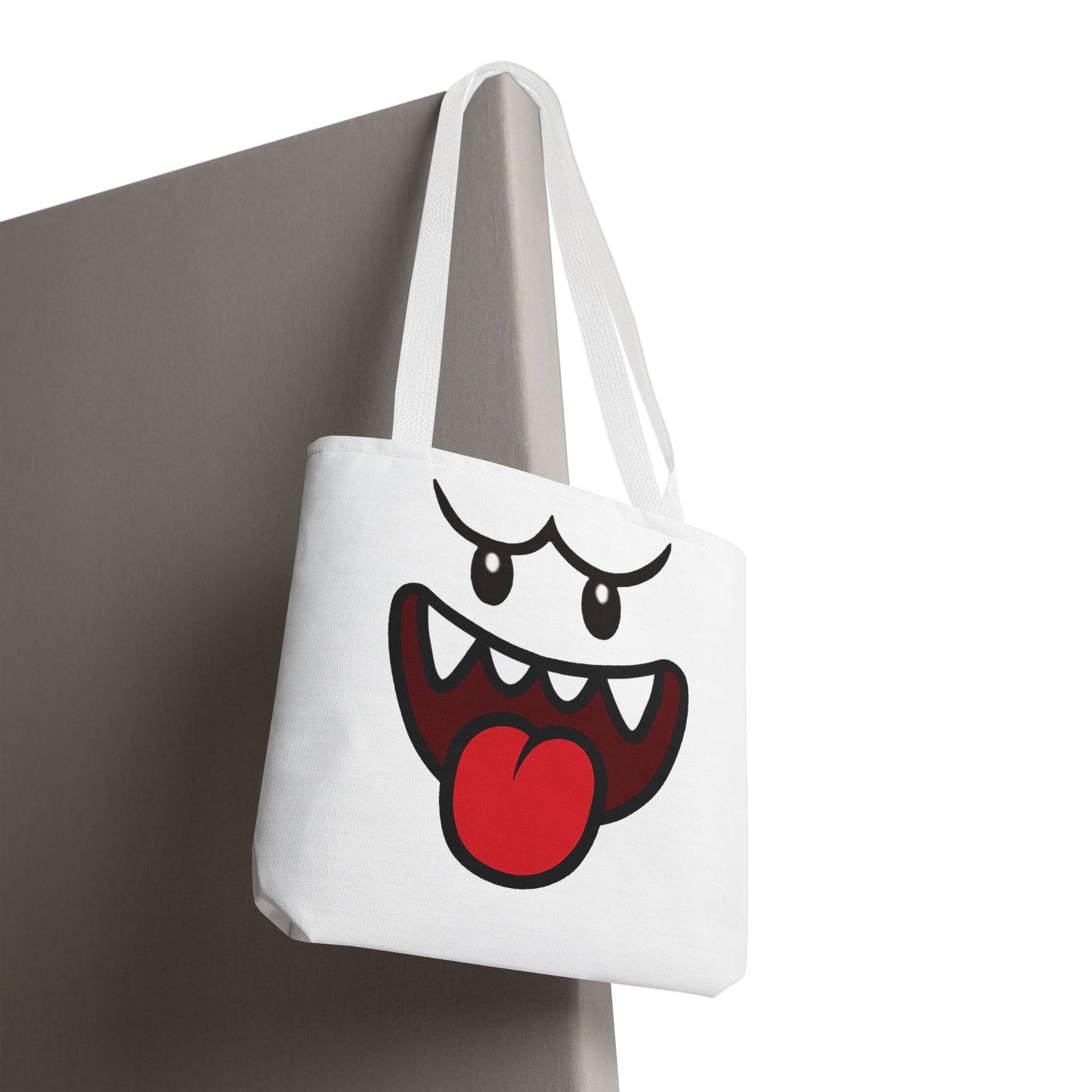Funny Ghost Face Tote Bag, Spooky Halloween Shopping Bag, Creepy Cute Gamer Tote, Novelty Reusable Canvas Bag, Horror Themed Trick or Treat Bag
