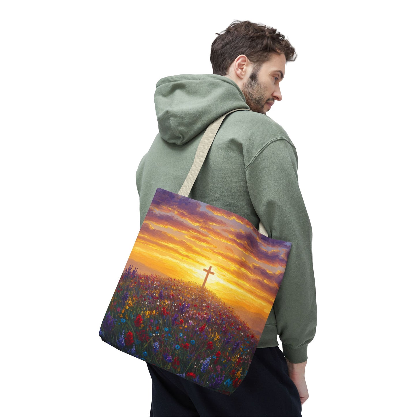 Cross Painted Tote Bag Christian Bag Inspirational Tote Spiritual Bag Religious Tote Bag