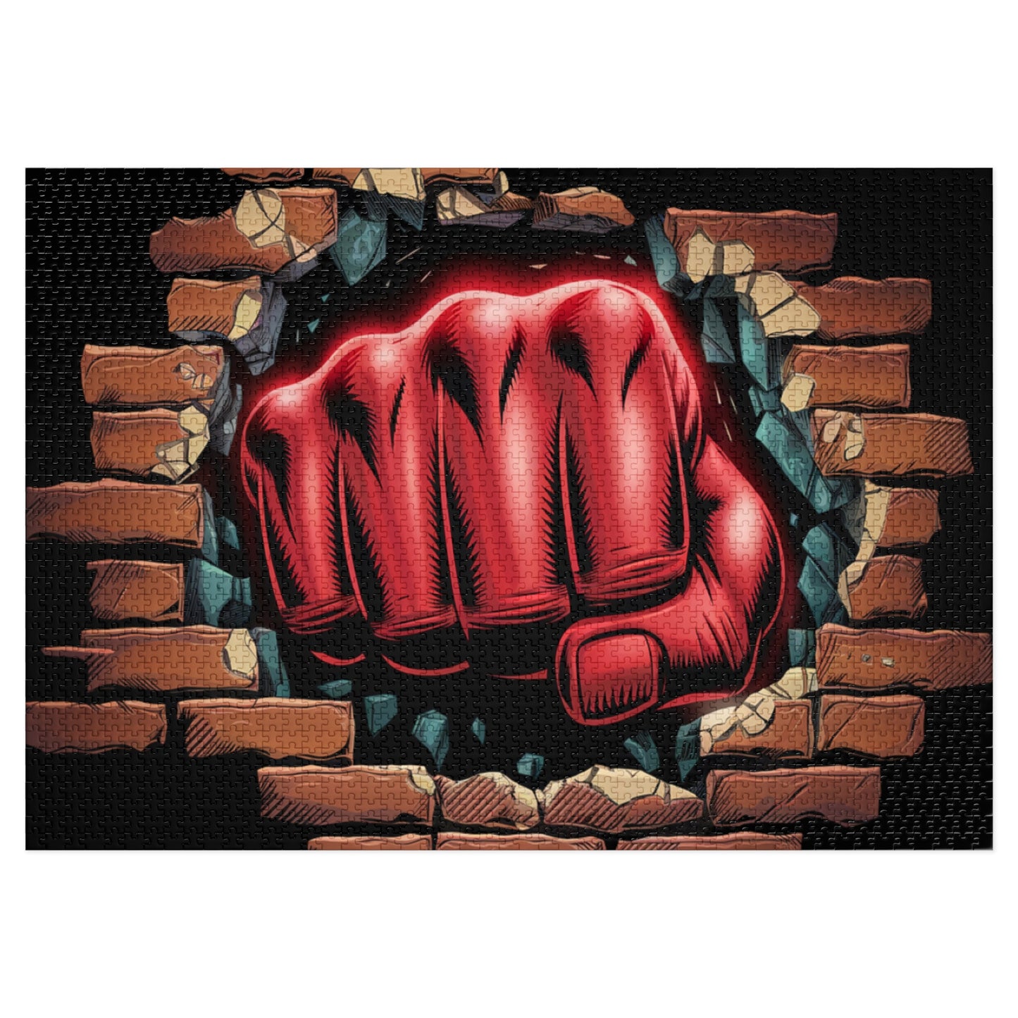 Jigsaw Puzzle - Red Fist Smash Design