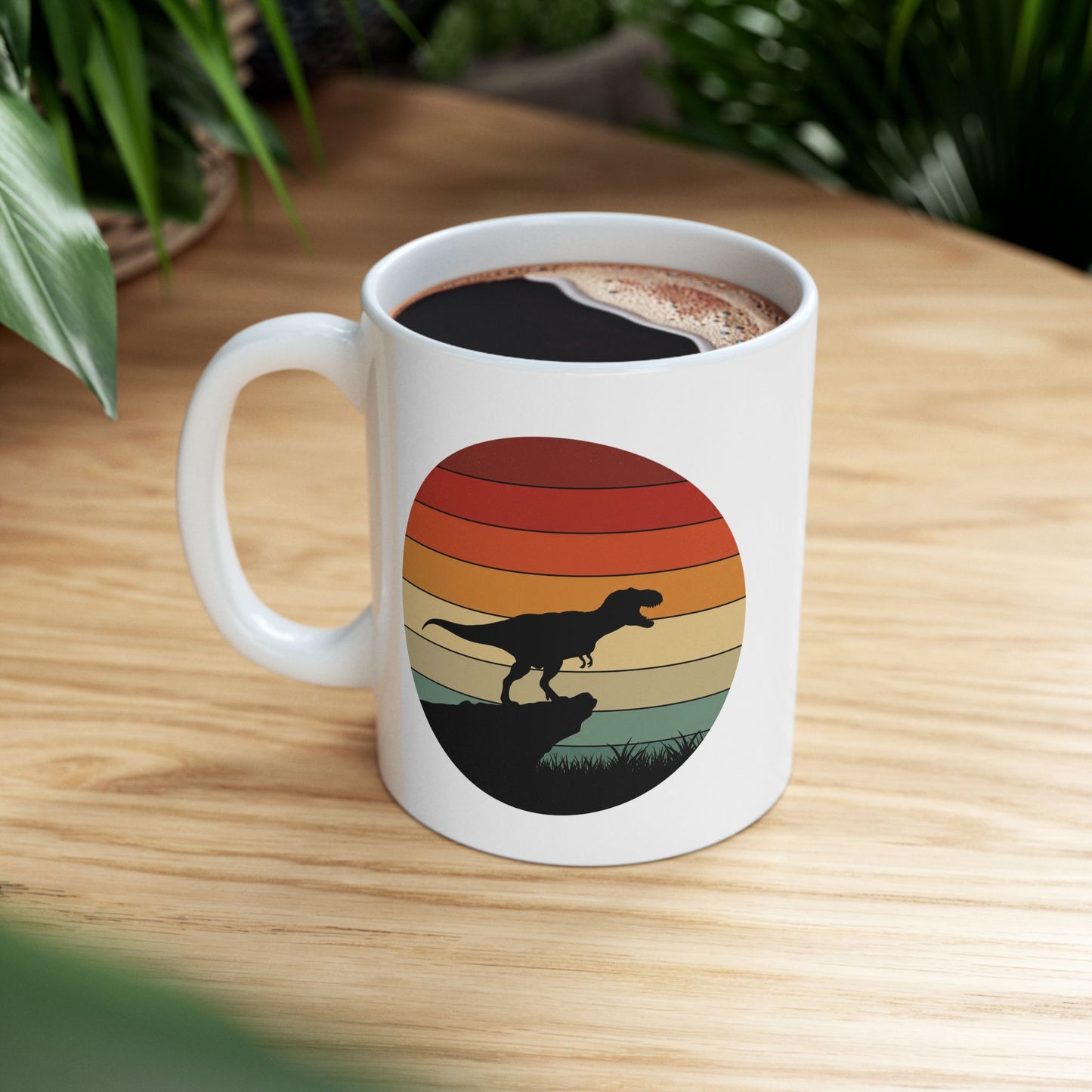 Retro T-Rex Dinosaur Coffee Mug - Funny Tea-Rex Ceramic Cup, Gift for Dino Lovers and Office Humor - 11oz or 15oz